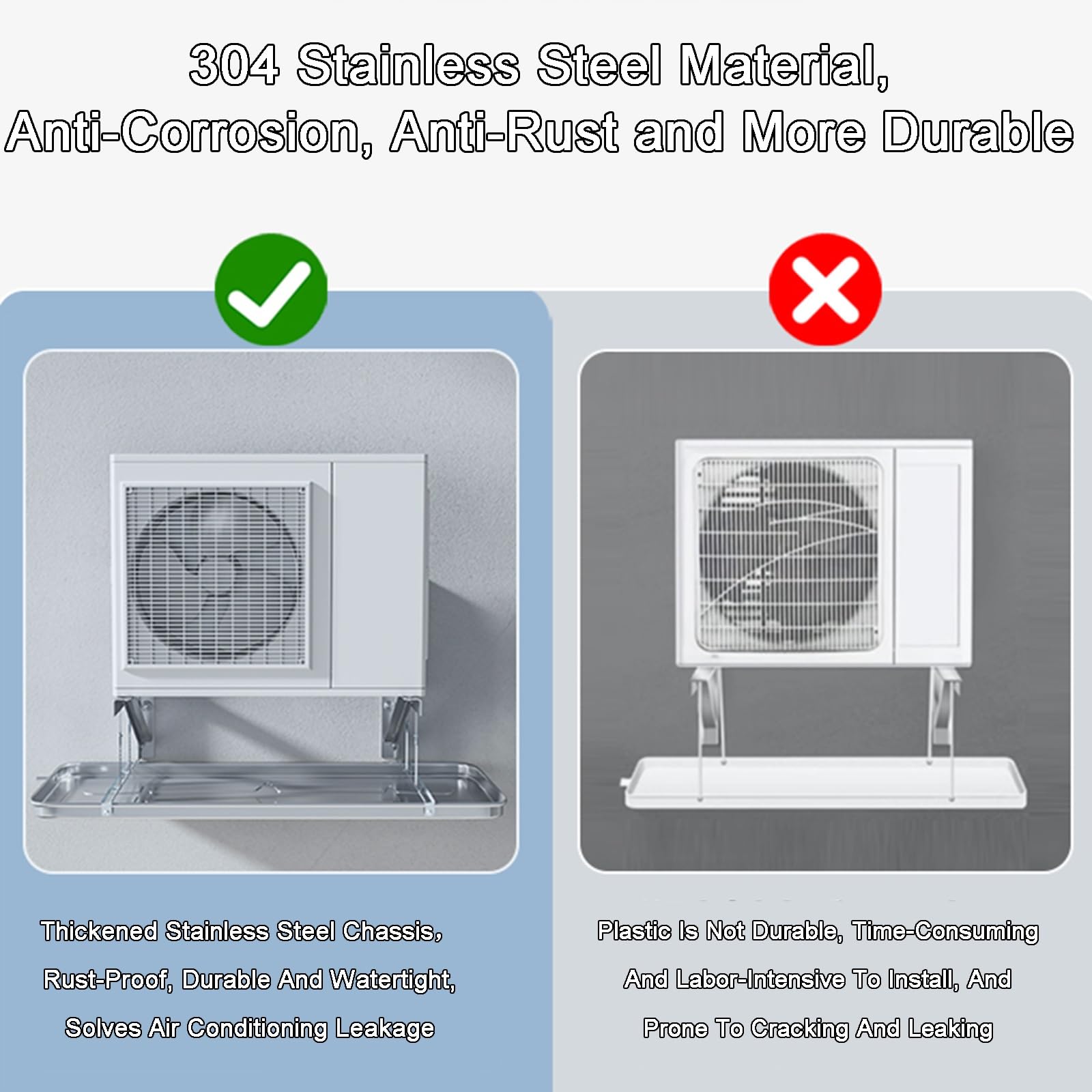 Vaschetta Condensa Condizionatore con Staffe, Bacinella Vaschetta Raccogligocce per Condizionatori per Sistemi di Condizionatori Split a Pompa di Calore(93x44cm/36.6x17.3in)