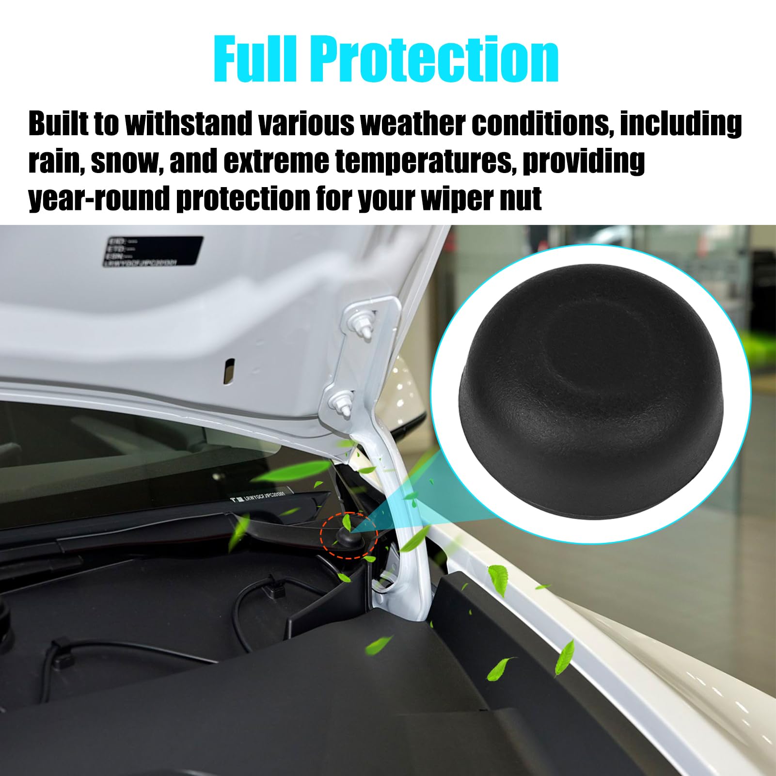 EMSea 1 Paire De Cache-écrous Pour Essuie-glace Avant Gauche Et Droite, Compatibles Avec Le Modèle 3/Y/S 1106610-00-A, Plastique, Pièces Automobiles Noires