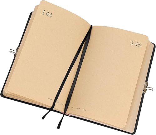 Miniatura 2 de 365 Day A5 Kraft Paper Hardcover Journals Notebook with Lock 1-Year Journal A Page A Day Daily Diary Scrapbook Numbered Blank Page Sketchbook