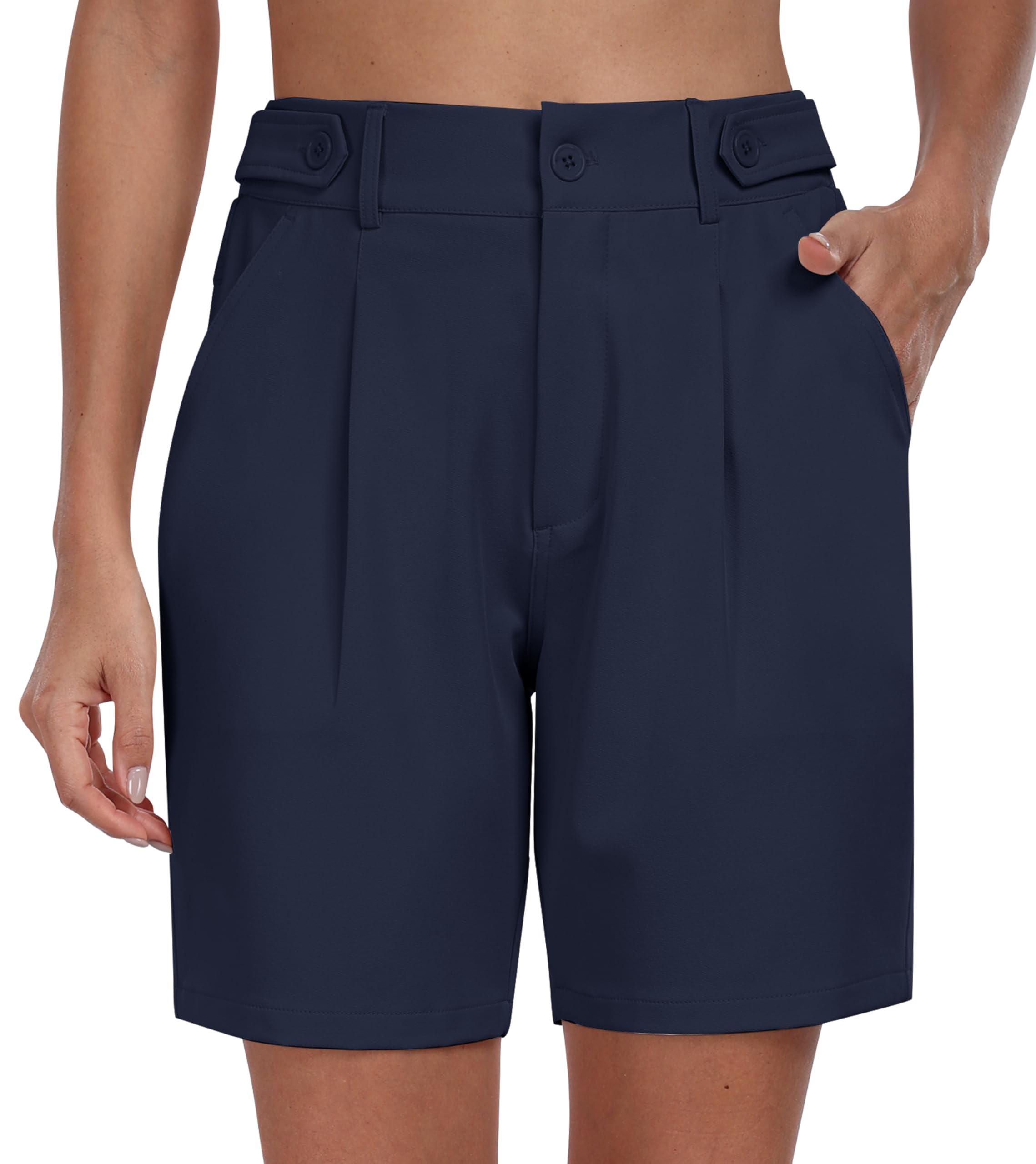 MoFiz Short Femme Été Shorts et Bermudas Elégant Short de Affaires Travail Golf avec 4 Poches