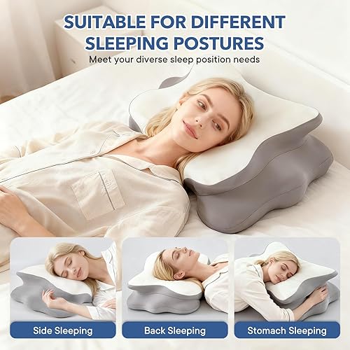 Miniatura 4 de Almohada cervical para cuello y hombro, almohada de espuma viscoelástica de contorno, almohada ergonómica de apoyo para el cuello para personas que