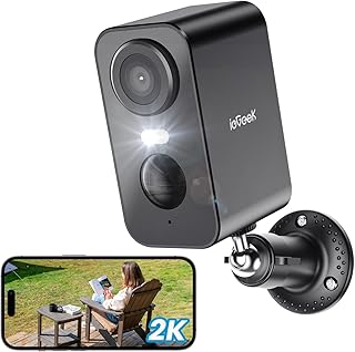 ieGeek 2K Wireless Security Camera Outdoor Colorful Night Vision, Rechargeable Battery CCTV Camera Systems, WiFi Home Security Camera, Motion Detection, Siren Floodlight, Two-way Audio,Work with Alexa