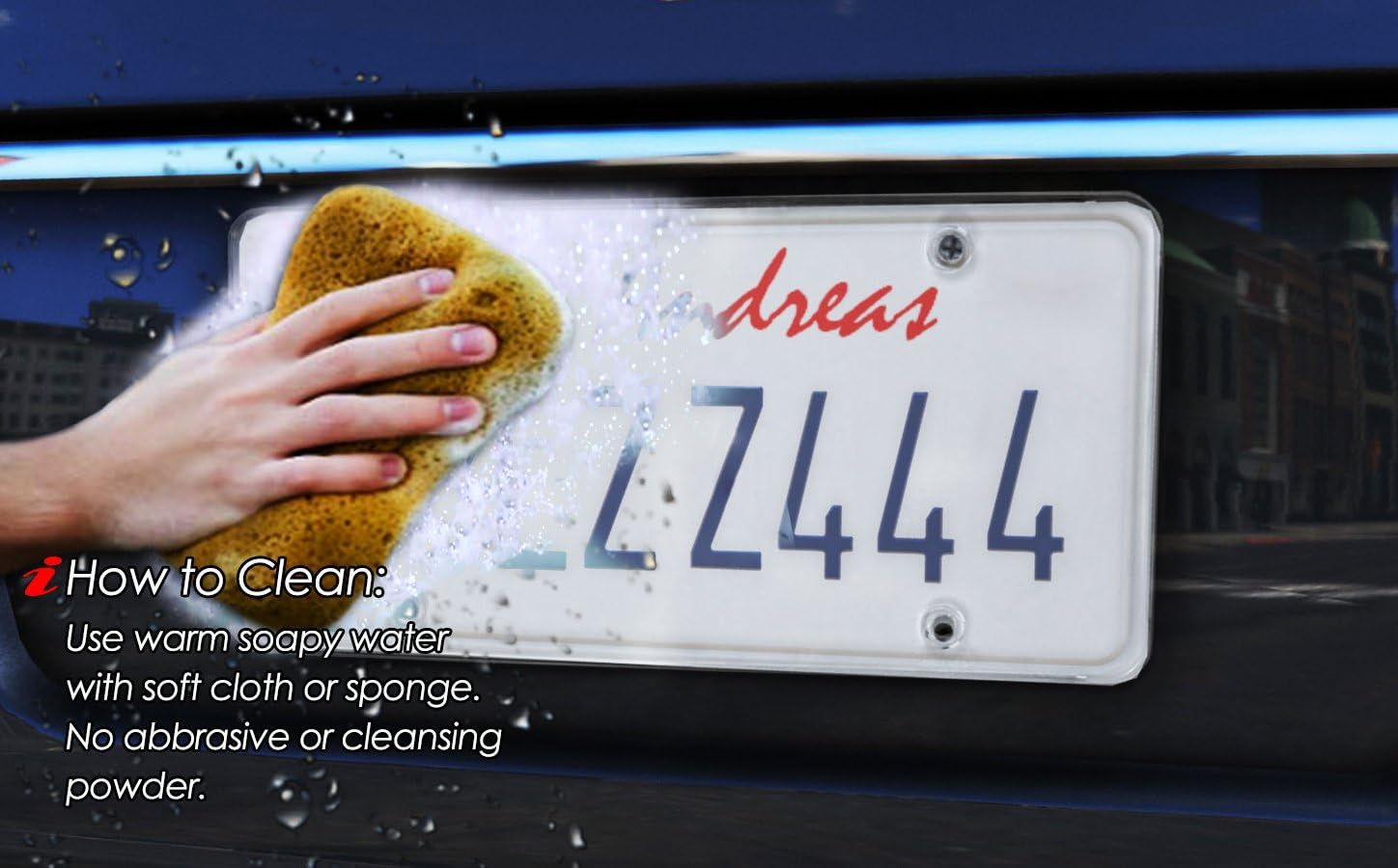 Zento Deals Clear License Plate Covers - 2-Pack – Novelty/License Plate Clear Flat Shields Covers (White)