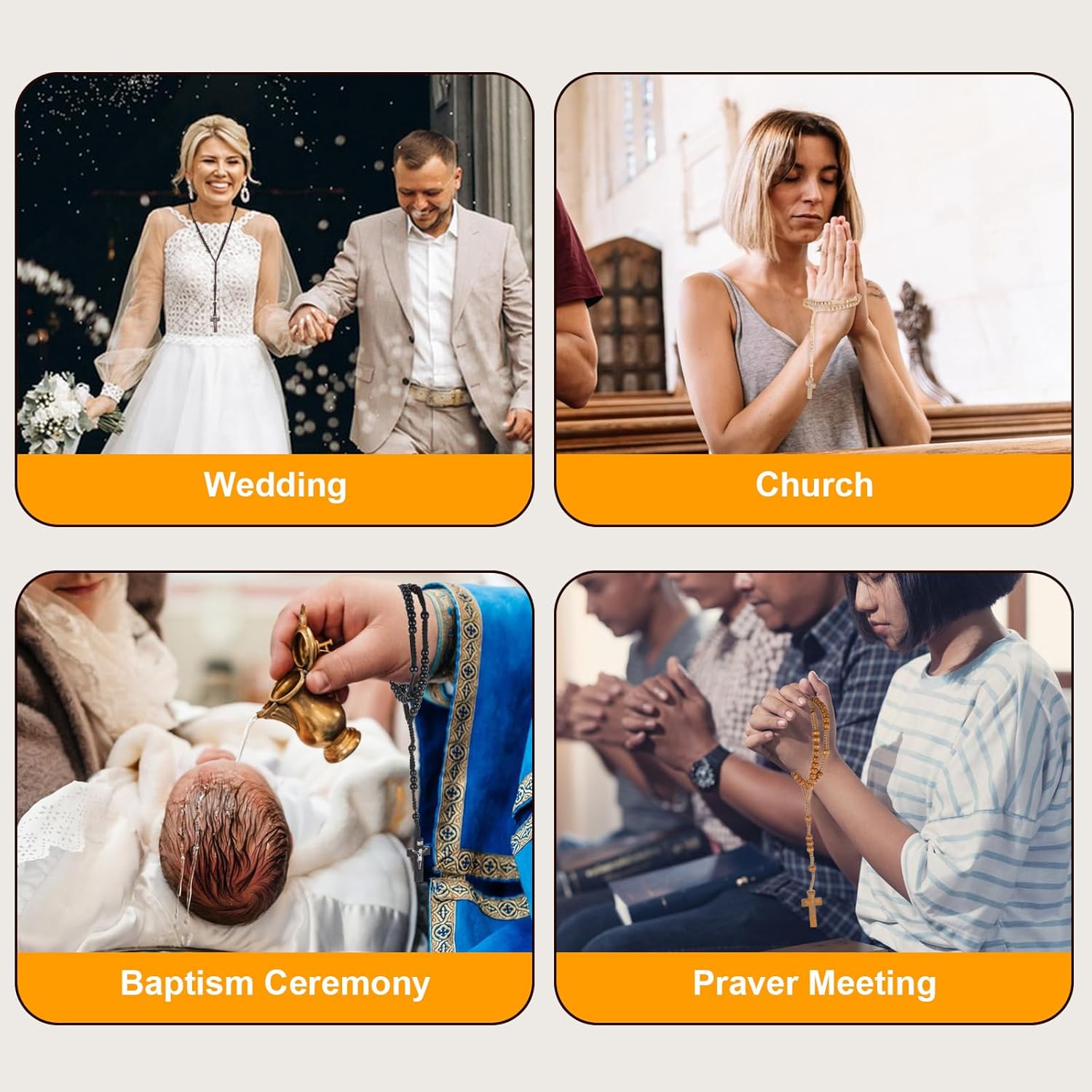 24 Pcs Wooden Bead Rosary Necklace, Catholic Wood Carved Beads with Jesus Cross for First Communion, Baptism Favors - Catholic Gift for Men Women (Multicolor-24pcs) - Image 5