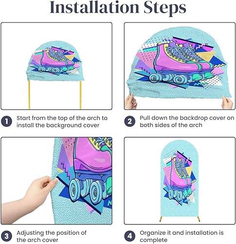 Miniatura 5 de Cubierta de fondo de arco de boda de 6.6 pies, estilo de los años 90, estilo retro, estilo de los años 90, disco de los años 90, cubierta de fondo