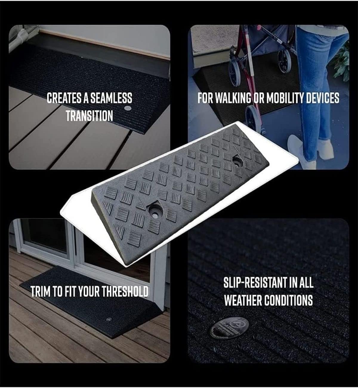 LXT-KL Rubber Wheelchair Ramp Driveway Curb Ramps Thresholds Loading Ramp for Thresholds Doorways and Bathroom