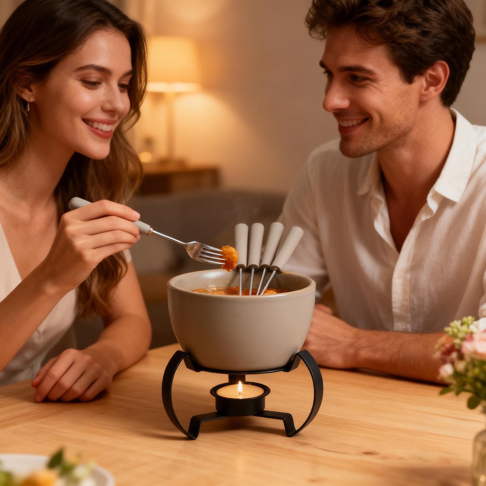 Kubek do fondue Ceramiczny, 450 ml, nadaje się do mycia w zmywarce, słodki kubek do fondue do topienia sera, masła, deseru, kremu, domu, kuchni, biura, na imprezę, kemping, piknik, urodziny, Boże