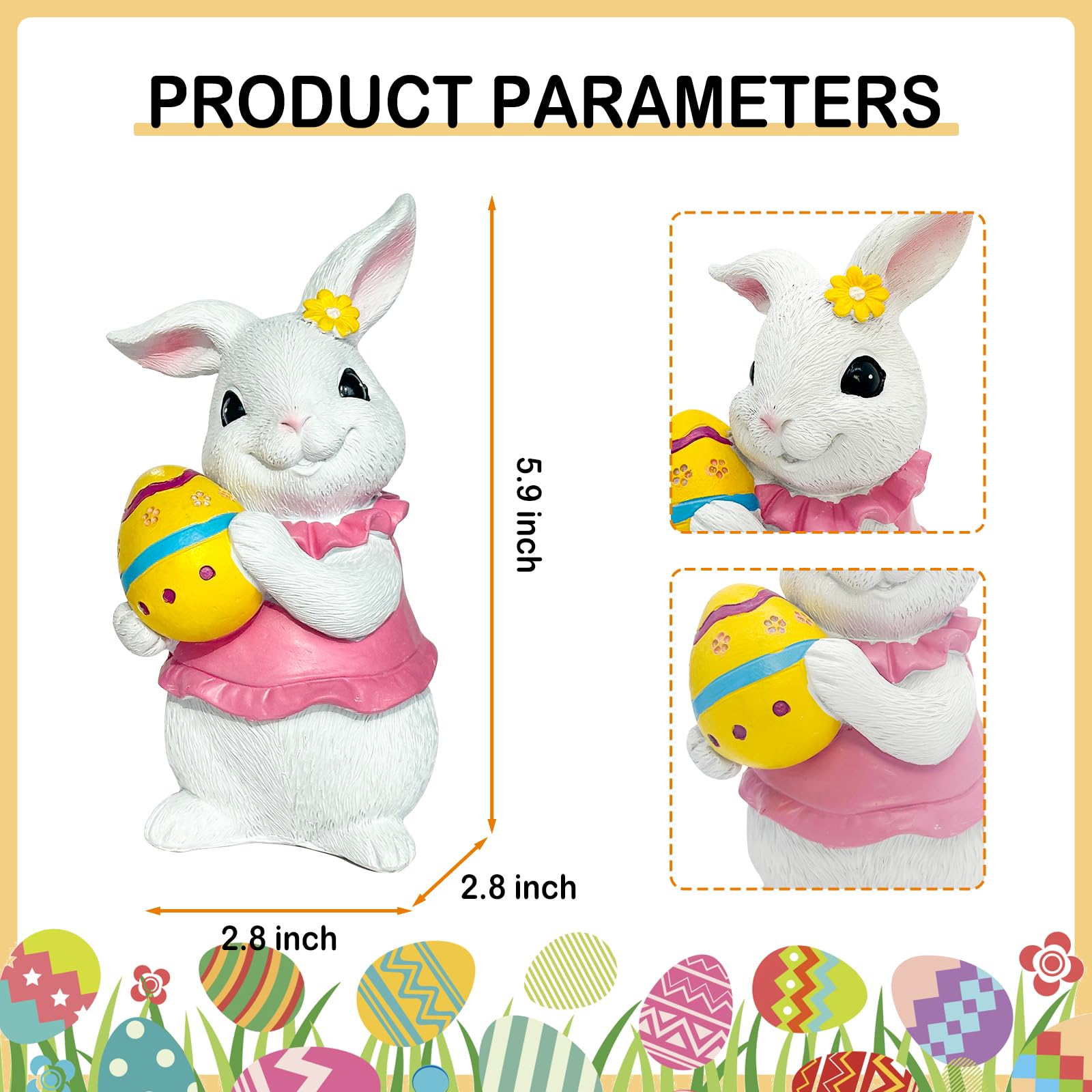 2pcs Coniglietto di Pasqua Decorazione 6 "Figurine Coniglietto Resina Primavera Casa Statue Decorazione del Giorno di Pasqua