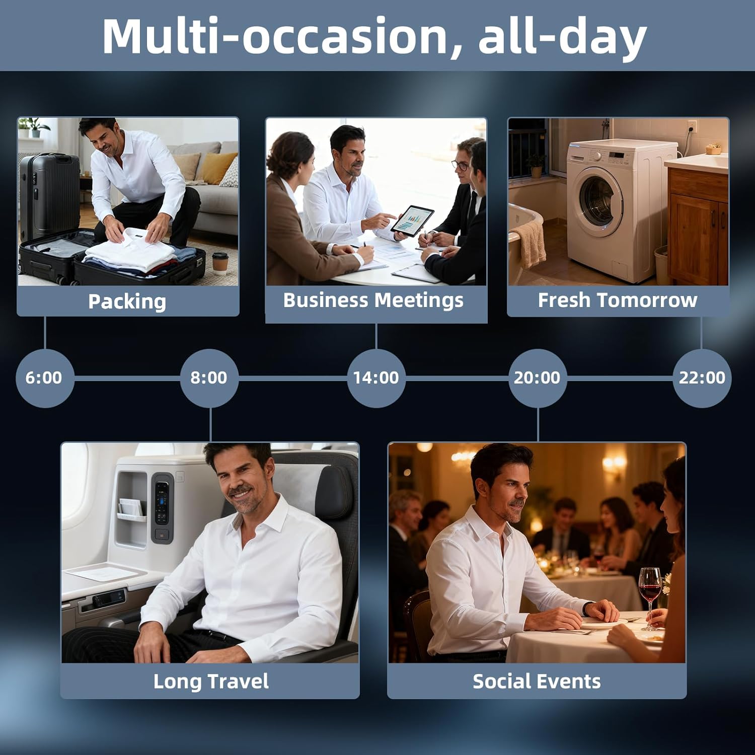 JCARSON Business Travel Mens Dress Shirt Slim Fit Wrinkle Free Non Iron Stretch Lightweight with Breathable Mesh Lined Collar - Image 5