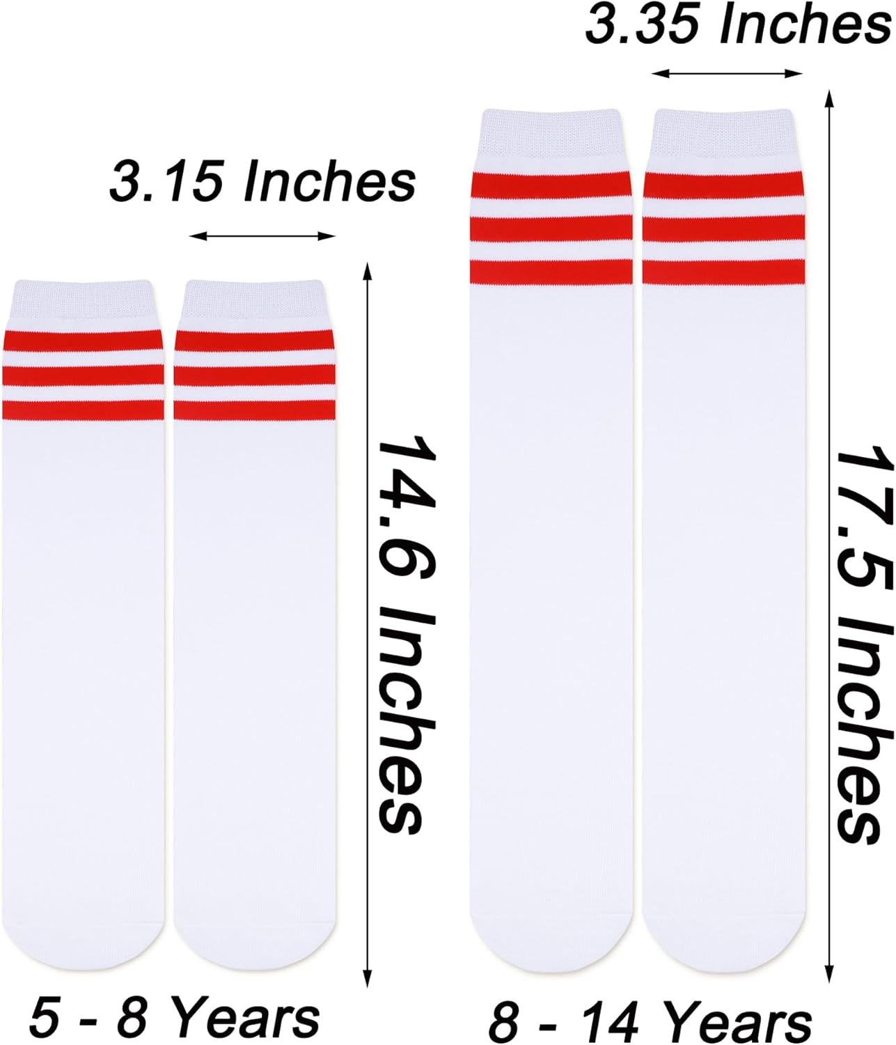Pareberry Boys Girls Over the Calf Striped Tube Socks Cotton Soft Retro Athletics No Heel Socks for Kids 5-14 Years - Image 5