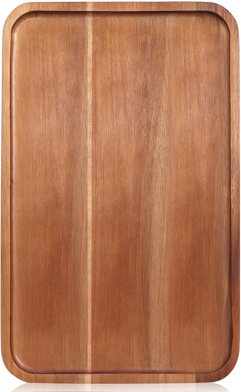 Large Wooden Tray for Party Food Charcuterie Boards Wood Serving Platters | Rectangle Acacia Wood Dessert Cheese Trays Appetizer Snack Plate Dish Fruit Platter for Kitchen Counter Decor Coffee Bar Tray