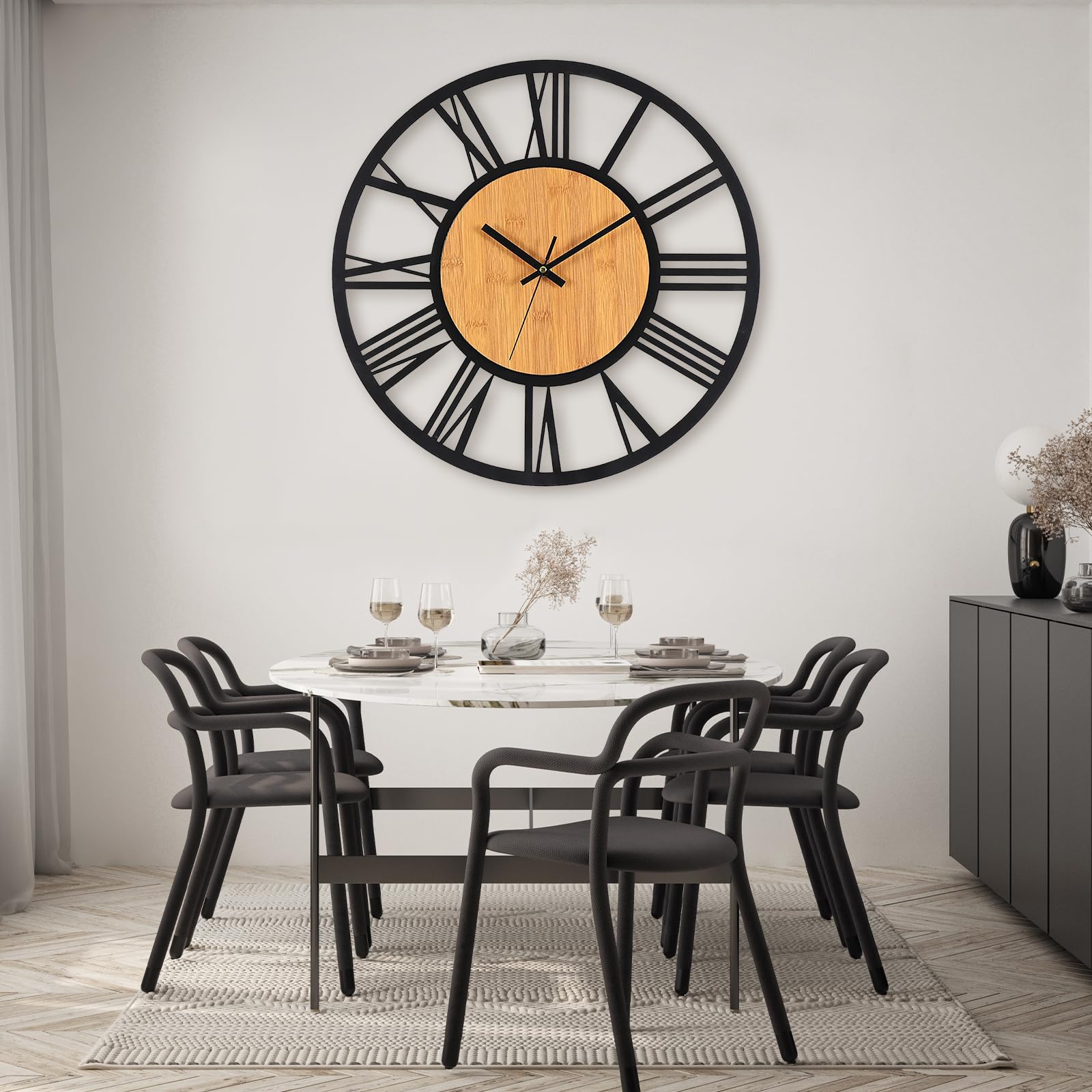 VIVILINEN Reloj de Pared Grande 50cm en Números Romanos, Reloj de Pared Vintage, Mecanismo Silencioso, Estilo Industrial Decoración de Pared para Salon Cocina Dormitorio