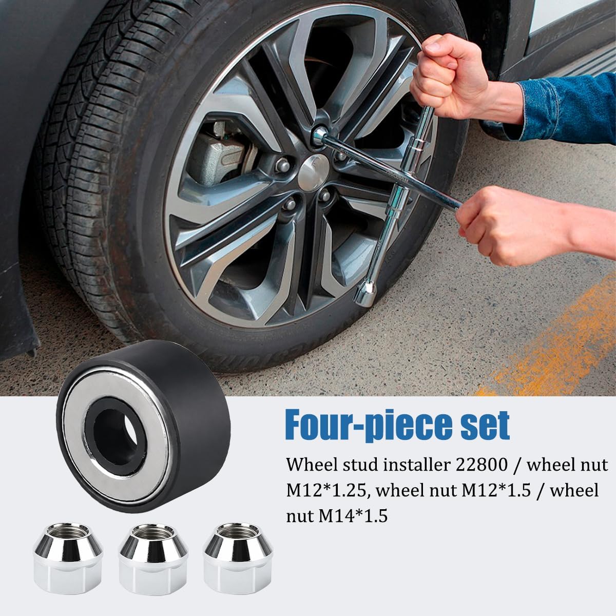 Zpana 22800 Car Wheel Stud Installer, Light-Duty Vehicle Tire Stud Tool with Lug Nuts M12 x 1.25 M12 x 1.5 M14 x 1.5, Automotive Accessories, Universal for SUV Automobile Truck
