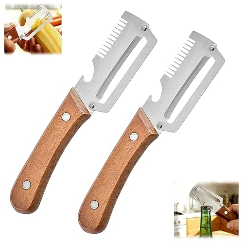 2PCS Multifunctional Vegetable Peeler, 3 in 1 Multi Functional Wooden