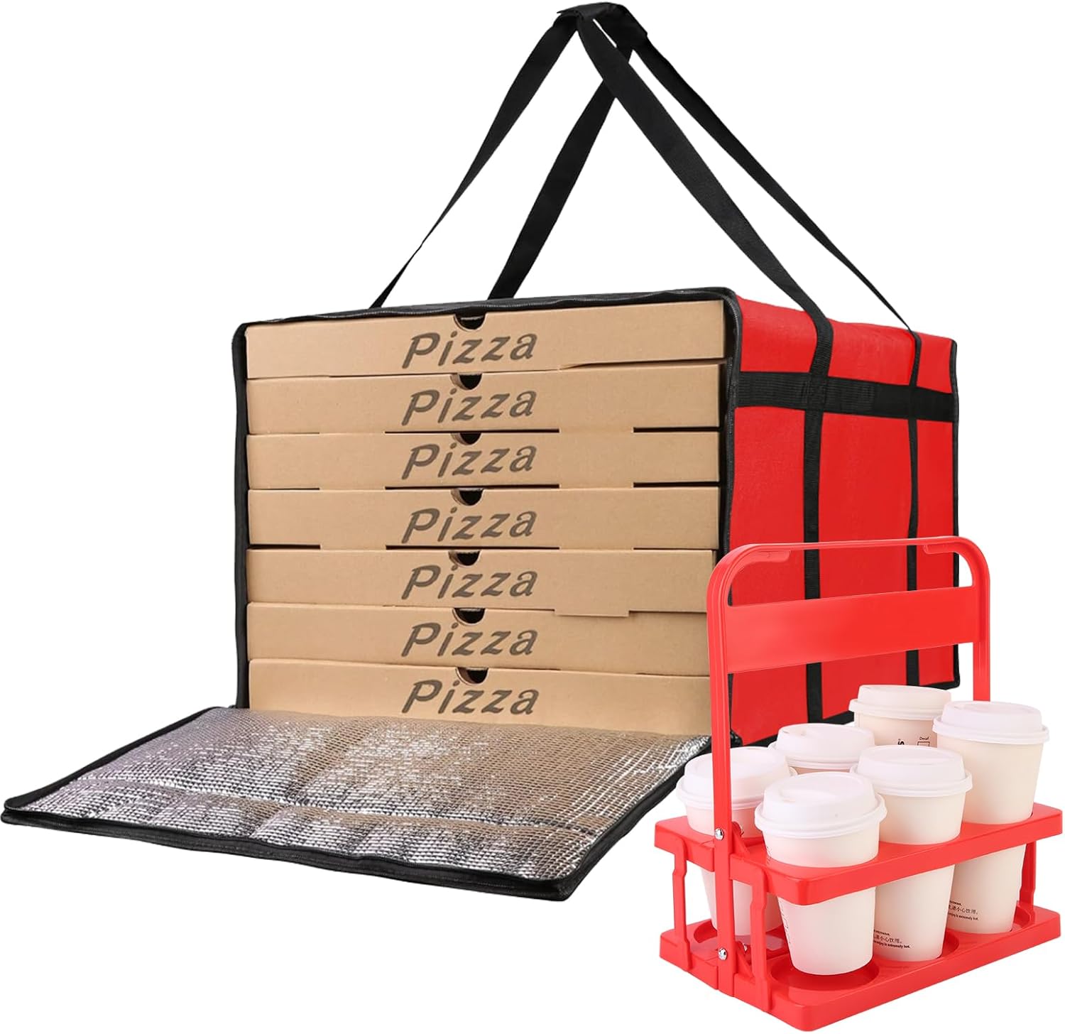 Bodaon Insulated Bag-Pizza Bags for Delivery & Plastic Portable Drink Carrier，20″x 20″x 14″Doordash Warmer/Hot Food BCarrier Box，Termicas/Warming/Heat Carrying out Insulation Large Bag, Keeping Cooler