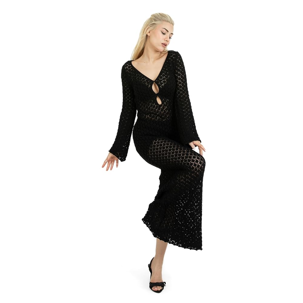Amazon.com: Atelier Zest Women's Crochet Maxi Dress,Mesh