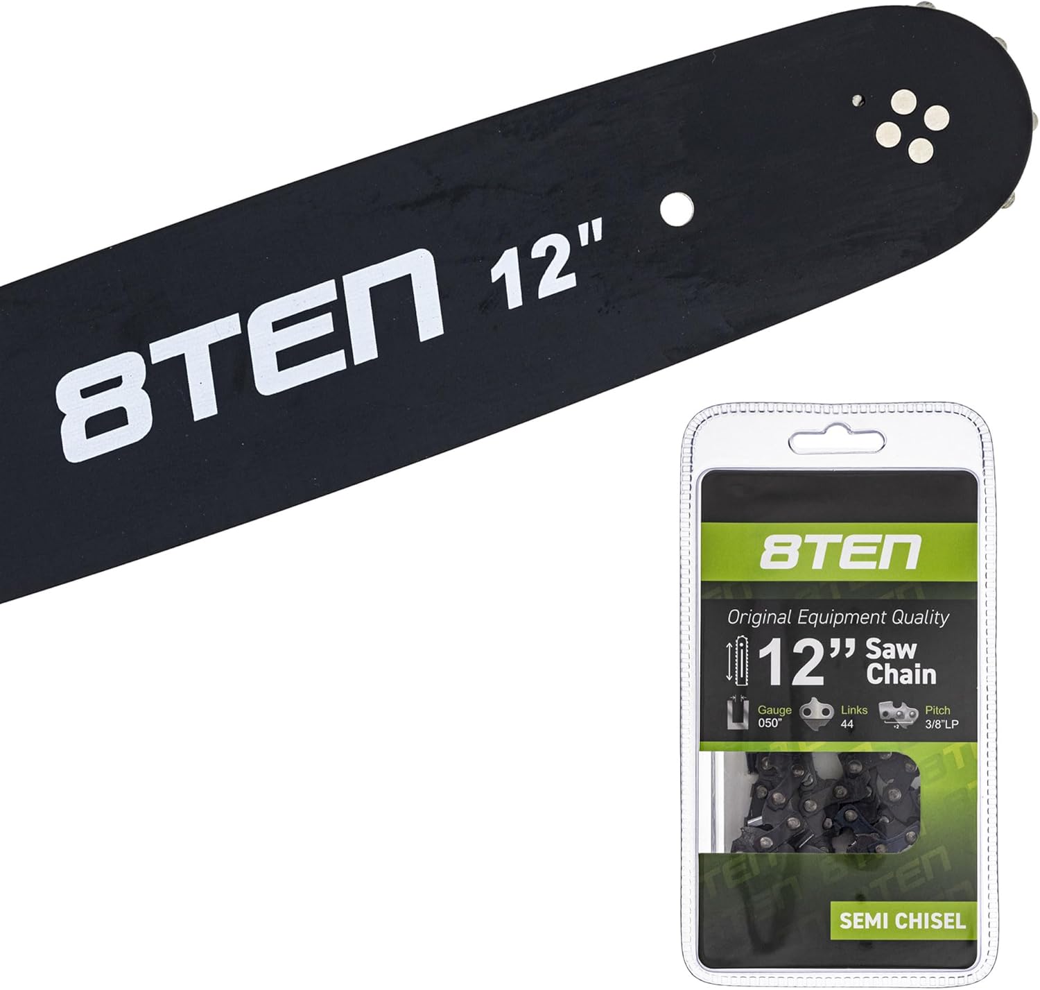 8TEN 12" Chainsaw Guide Bar & Chain .050 3/8 44DL for Stihl MS170 070 017 MS210 MTD Alpina Oleo Mac 36360050044