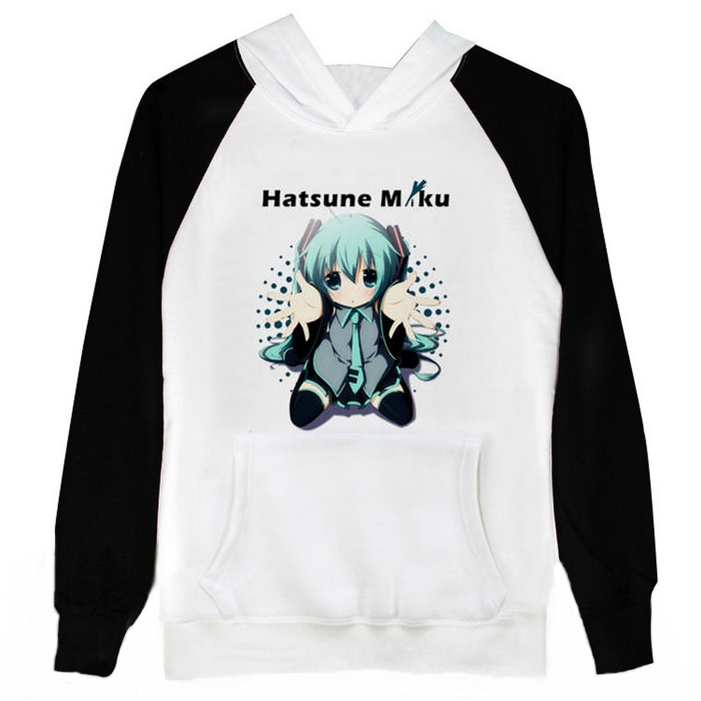 VOCALOID 2 Cute Miku Hatsune Cosplay Costume Anime Black White Hoodie