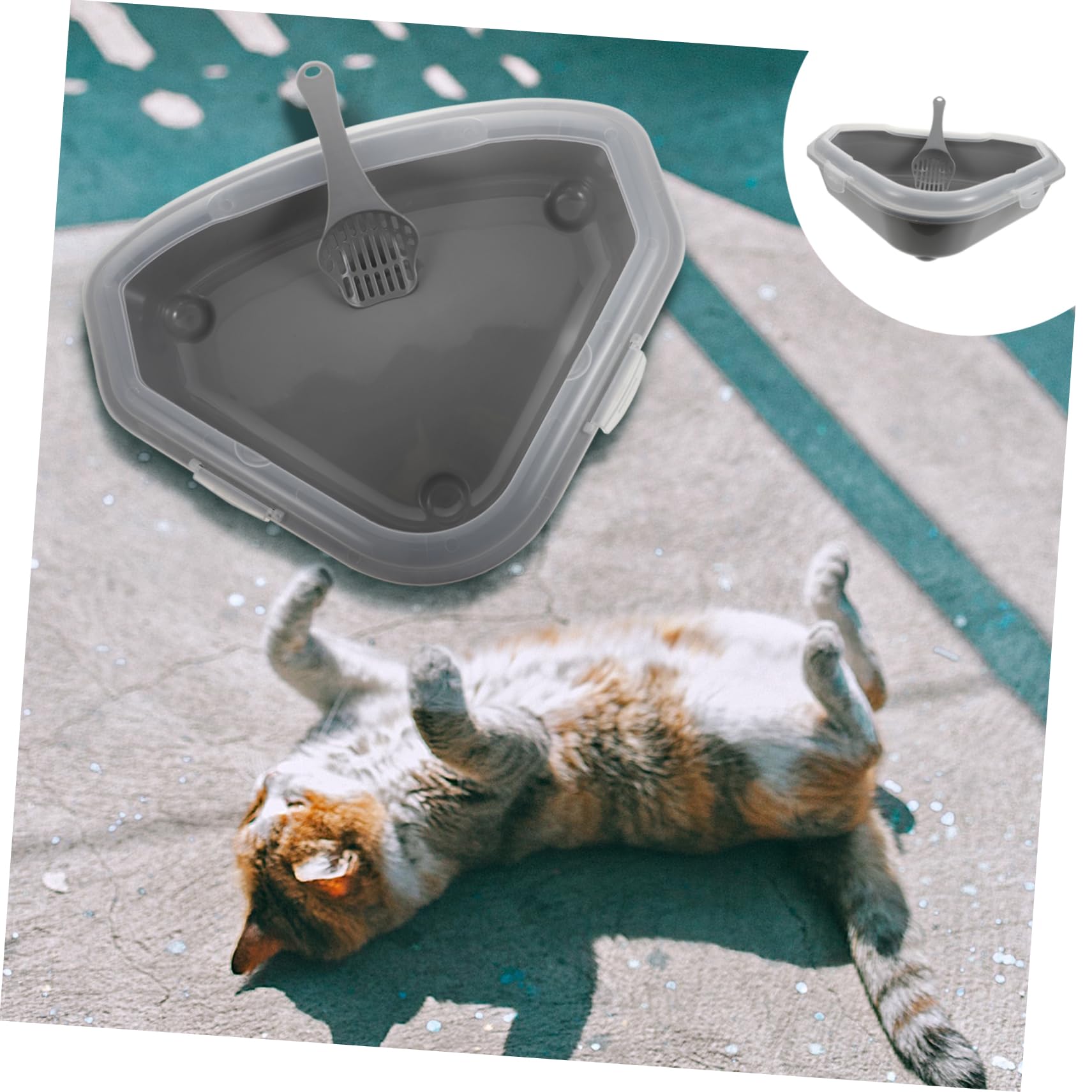 Yardwe Große Dreieckige Katzentoilette mit Spritzschutz Abnehmbarem Design und Halbgeschlossener Pp Katzenstreu Fall für Hygienische Katzenhaltung