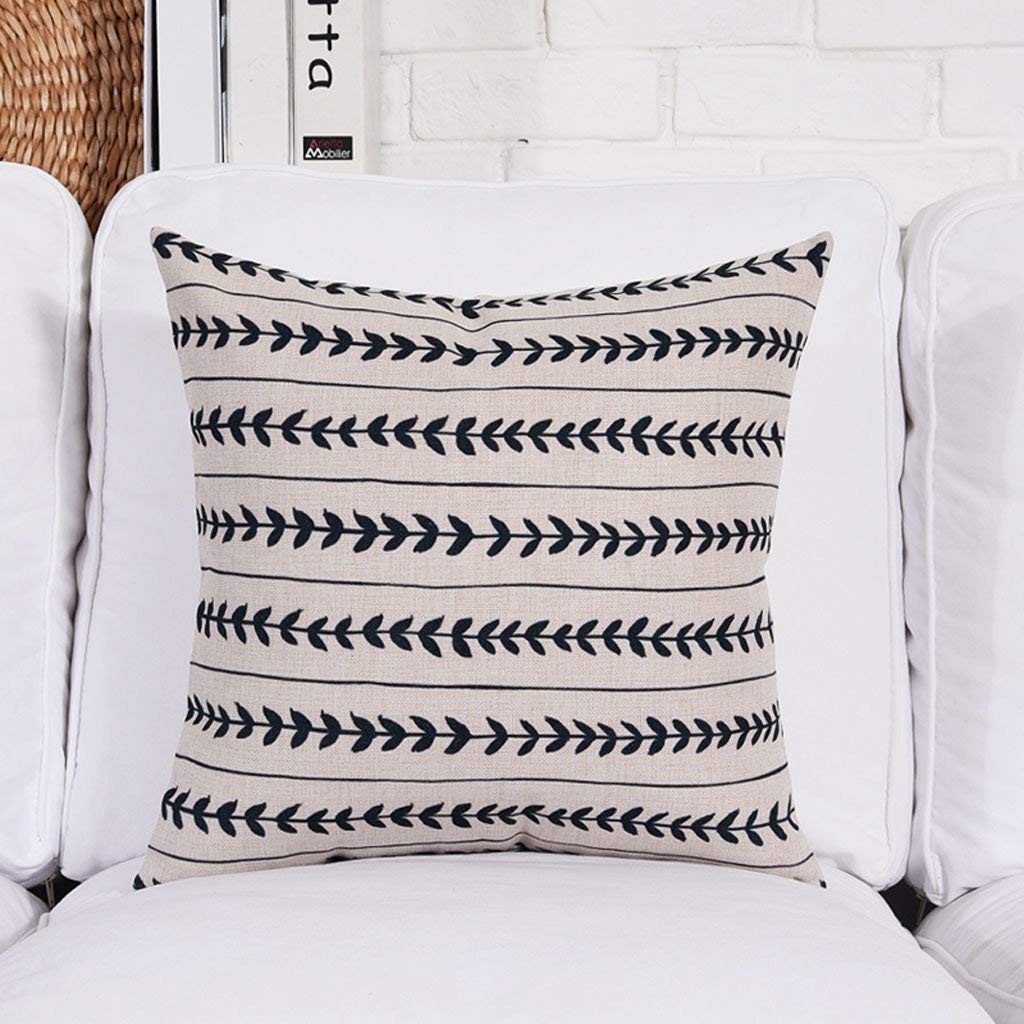 Coussin rayé en coton et lin Snug 45 x 45 cm de qualité supérieure