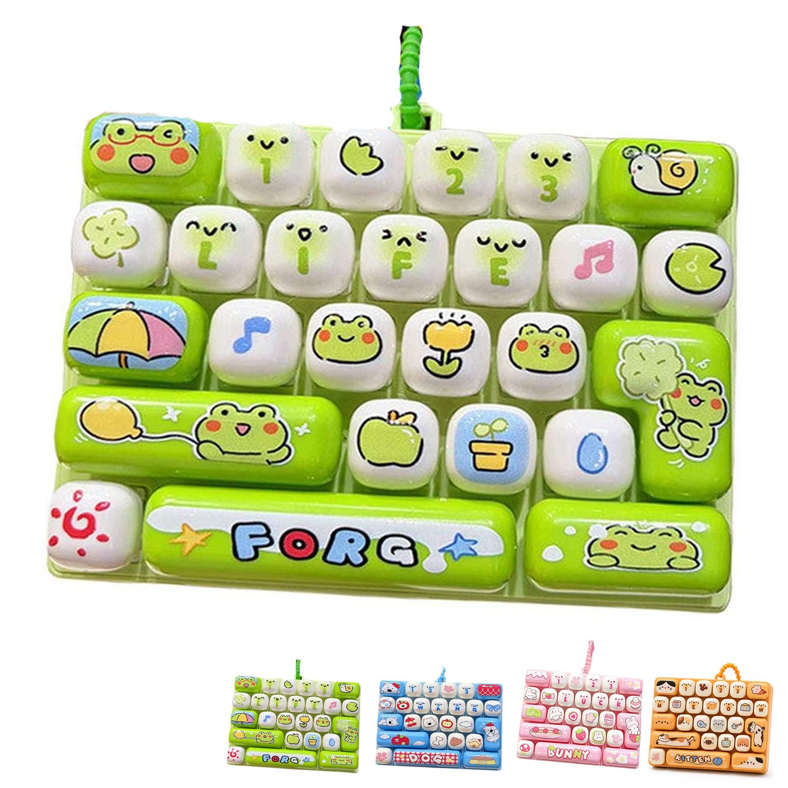 OLYGEE Keyboard Fidget,26-Key Clicky Keyboard Fidget Toy Keychain (Green)