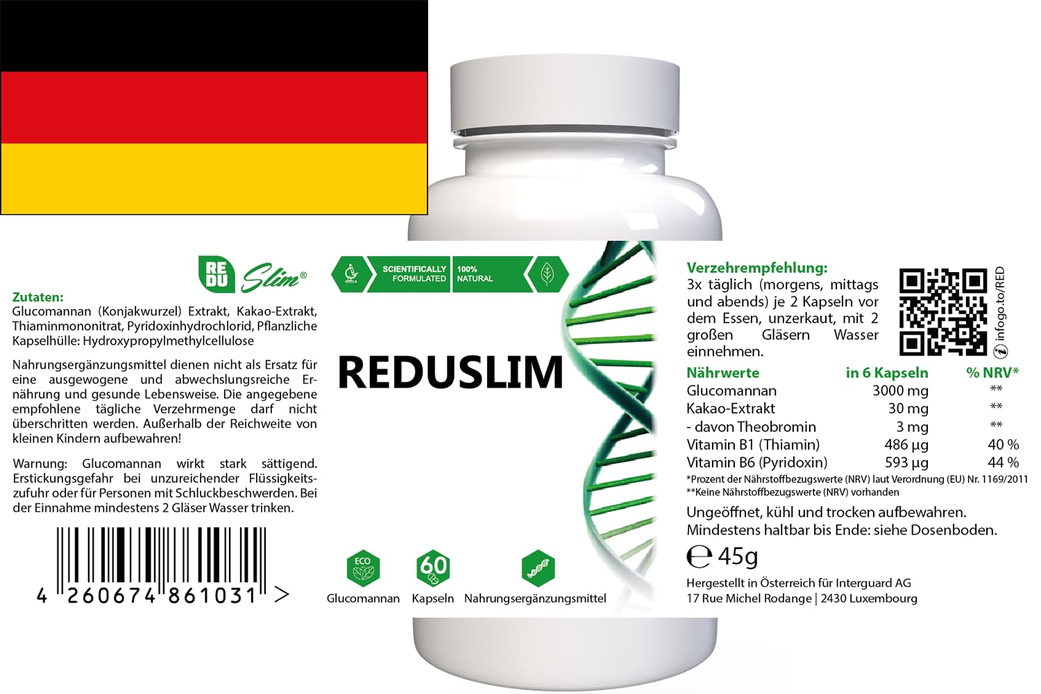 Reduslim - 120 capsule (2 x 60 capsule), confezione da 2 pezzi