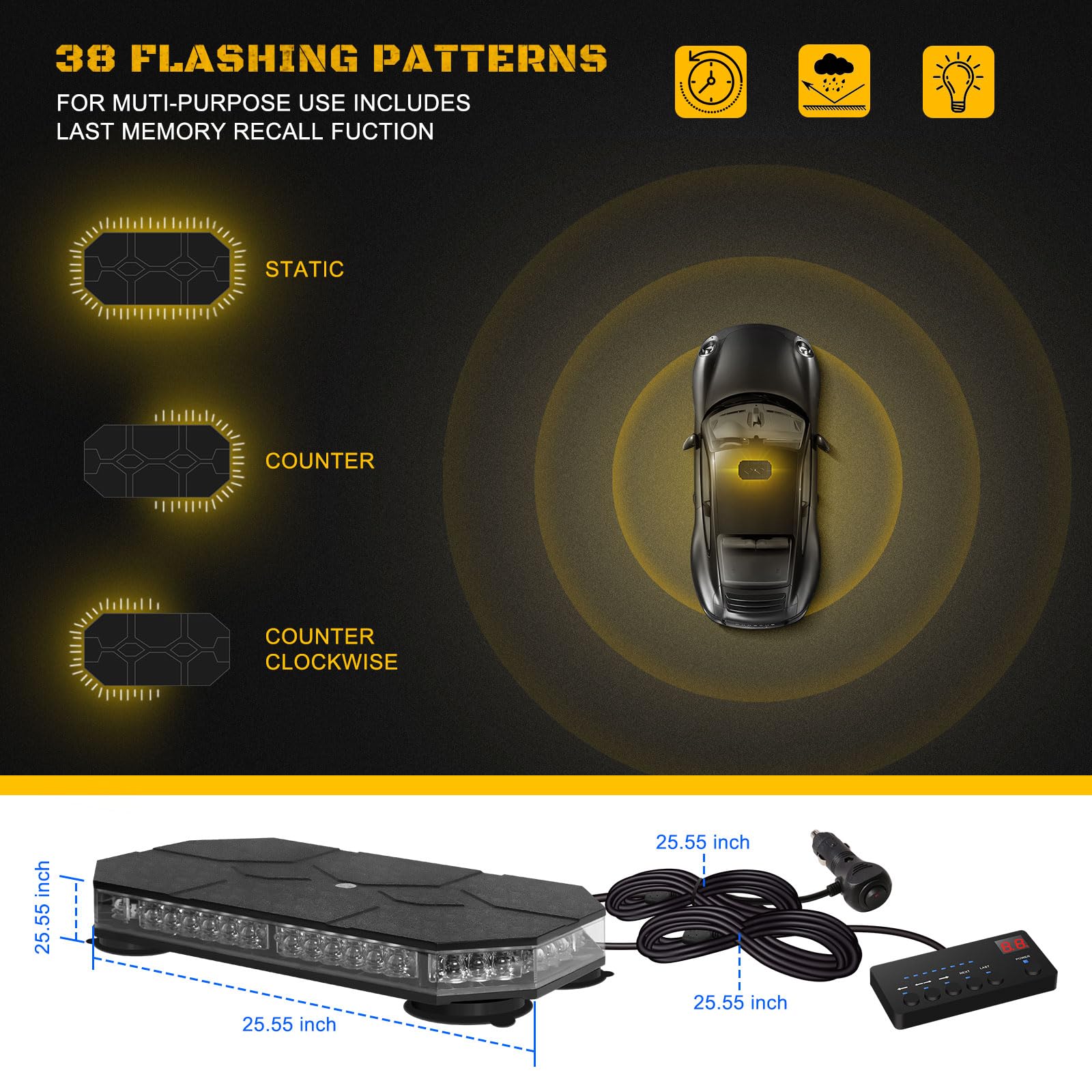Amber Rotating Beacon Lights Xprite 240 LED Amber Rotating Strobe ...