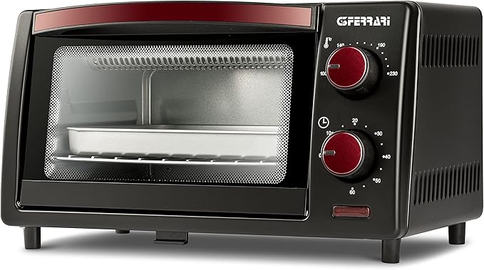 G3 Ferrari G10169 Horno de Sobremesa de Convección 10L ''Il Moro'', 800 W, Temperatura regulable, Temporizador, Puerta de Doble Cristal, Accesorios incluidos, Negro