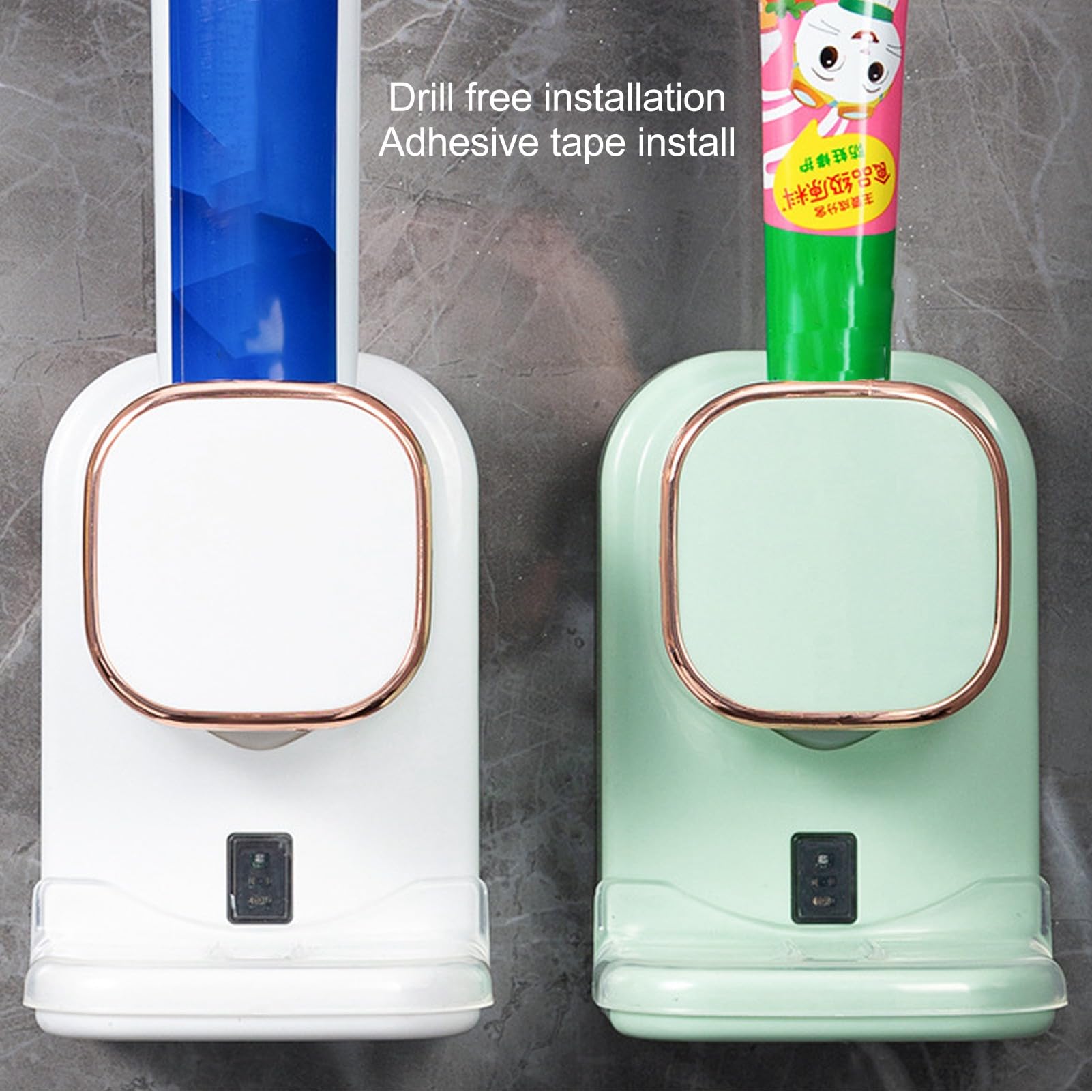 Dispenser Elettrico per Dentifricio Comodo Supporto da Parete Ad Alta Tecnologia Alimentato Tramite USB Bagno per Famiglie di Bambini (GREEN)