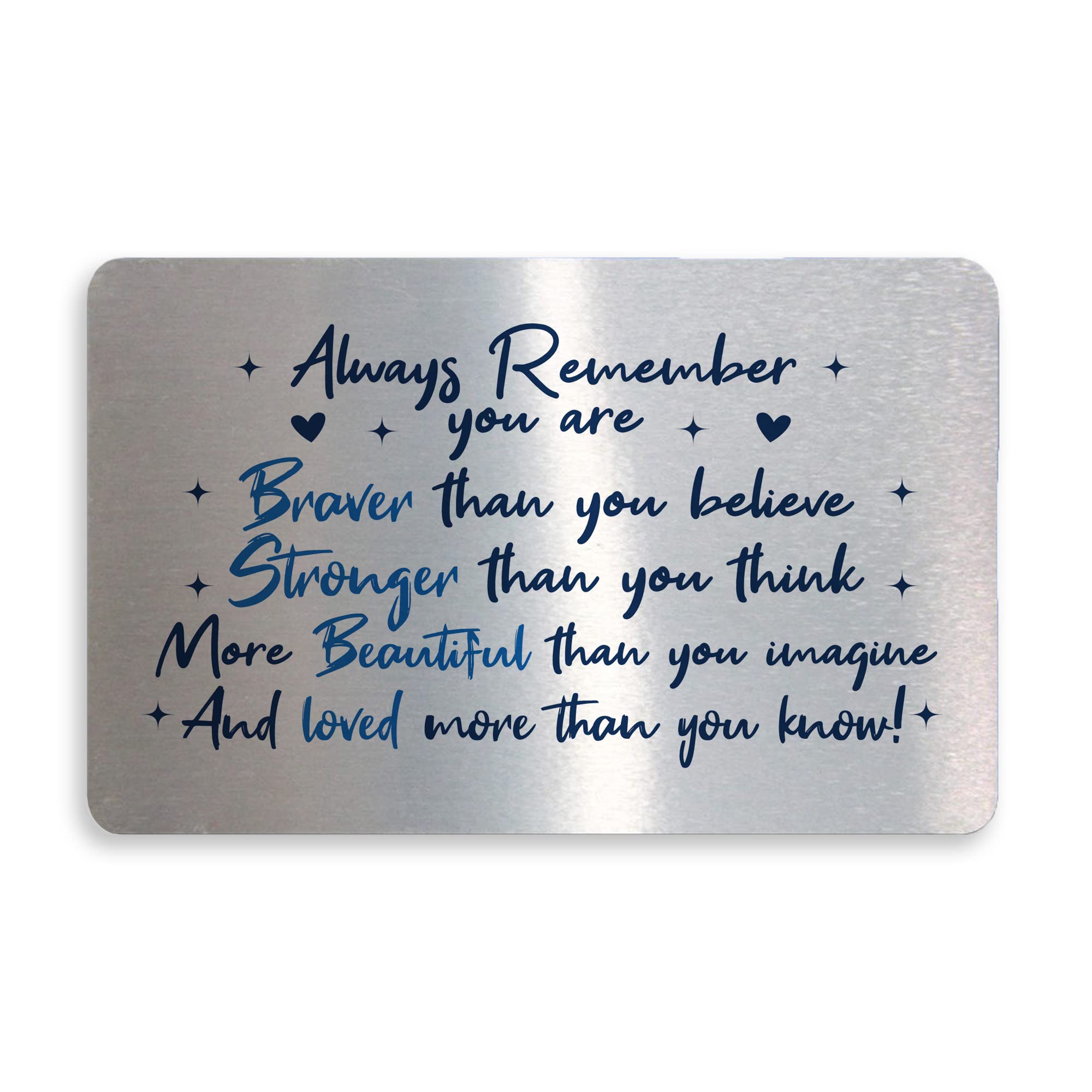 RED OCEAN Braver Stronger Beautiful Quote Wallet Insert Friendship Gift Birthay Christmas For Best Friends Bestie