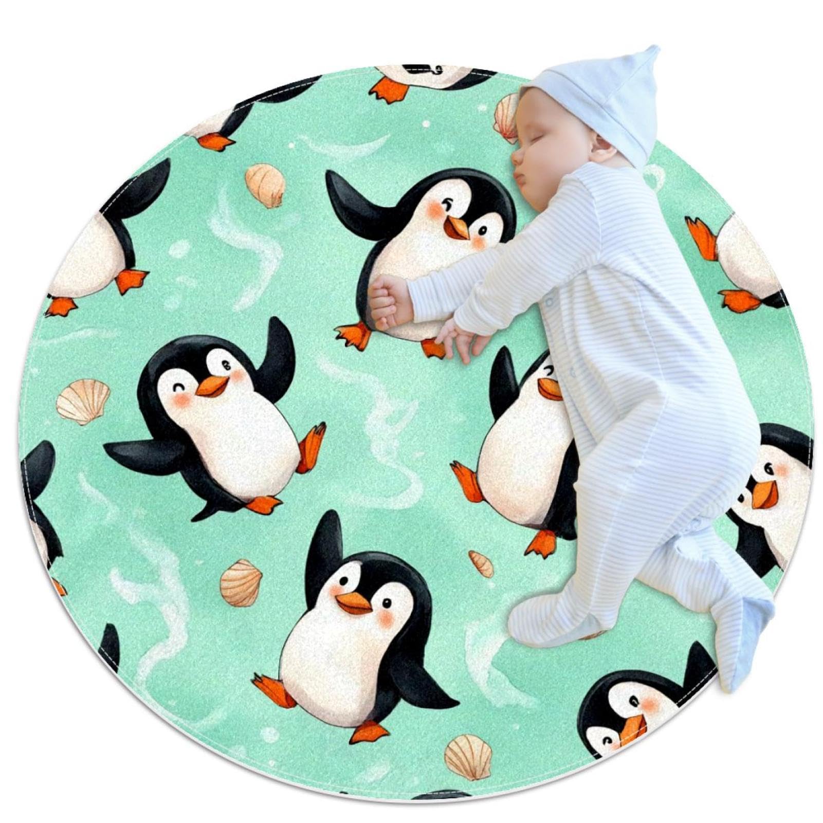 Paillasson canapé et chambre enfant pingouins - Tapis antidérapant 100cm