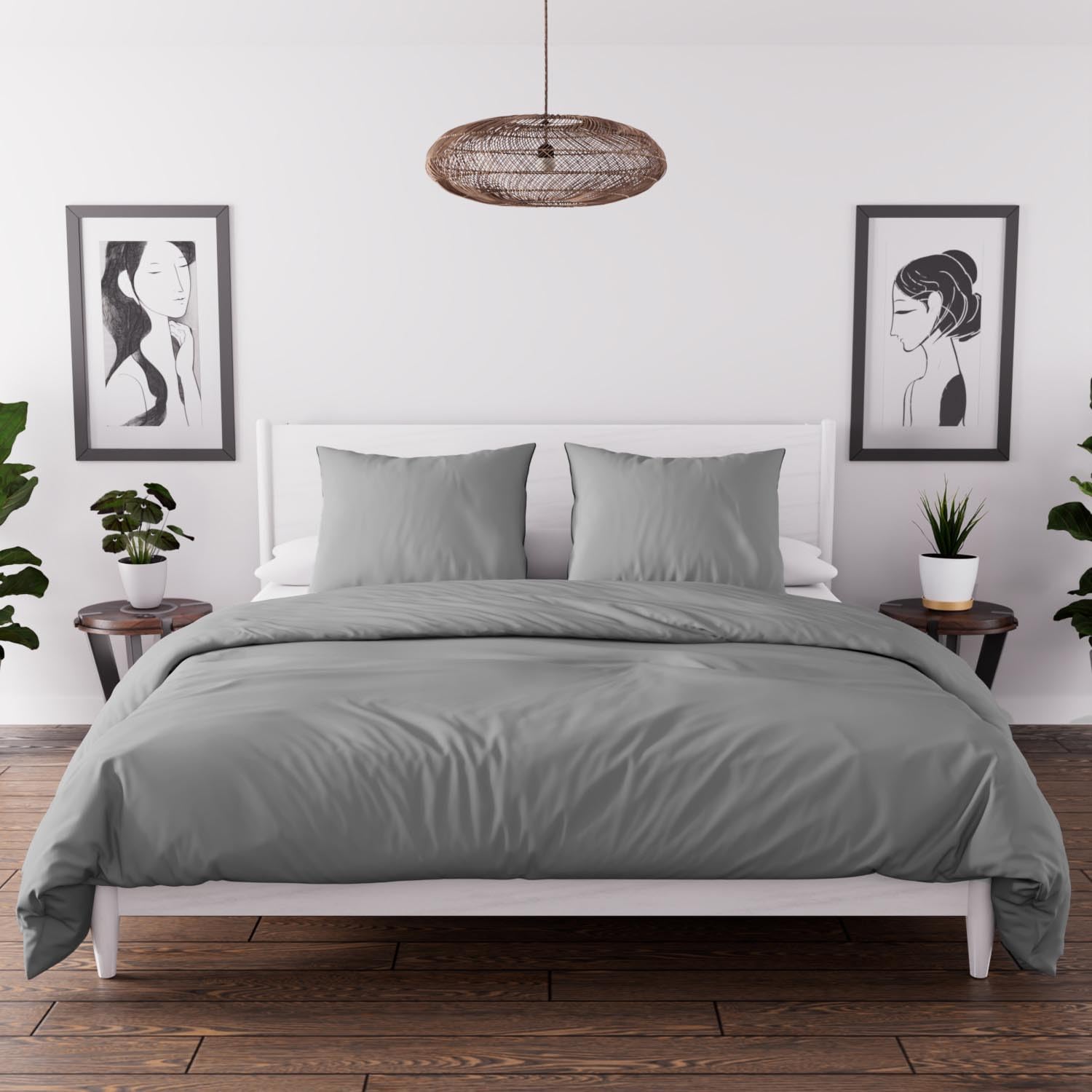 Dekbedovertrek gewassen linnen (240 x 220 cm) Louise Eucalyptus groen