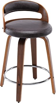 eLuxurySupply Modern Counter Chair - Round Wooden Counter Height Chair - Durable Dining Chair with Upholstered Seat and Back - 31" Tall Seat - Easy Assembly - Black