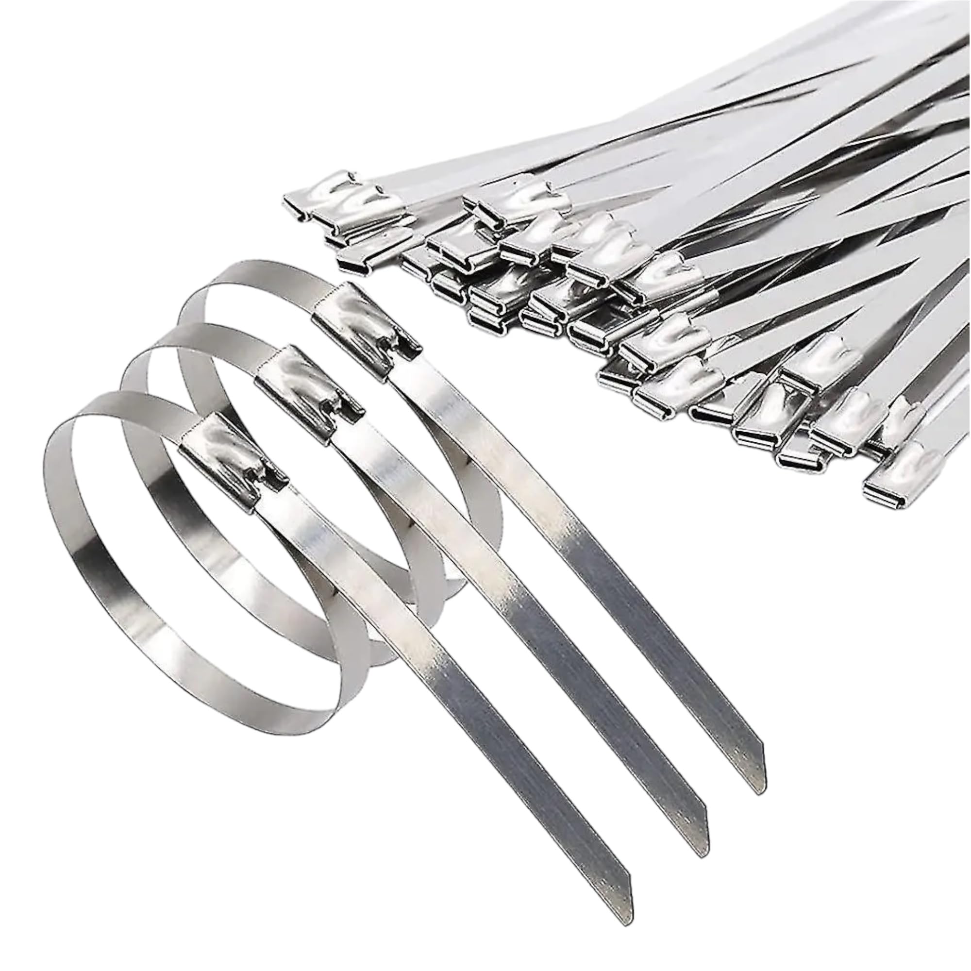 Stainless Steel Cable Ties 4.6mm x 360mm Metal Tie Wrap Exhaust Heat Straps Marine Grade 316 (100 Pack)