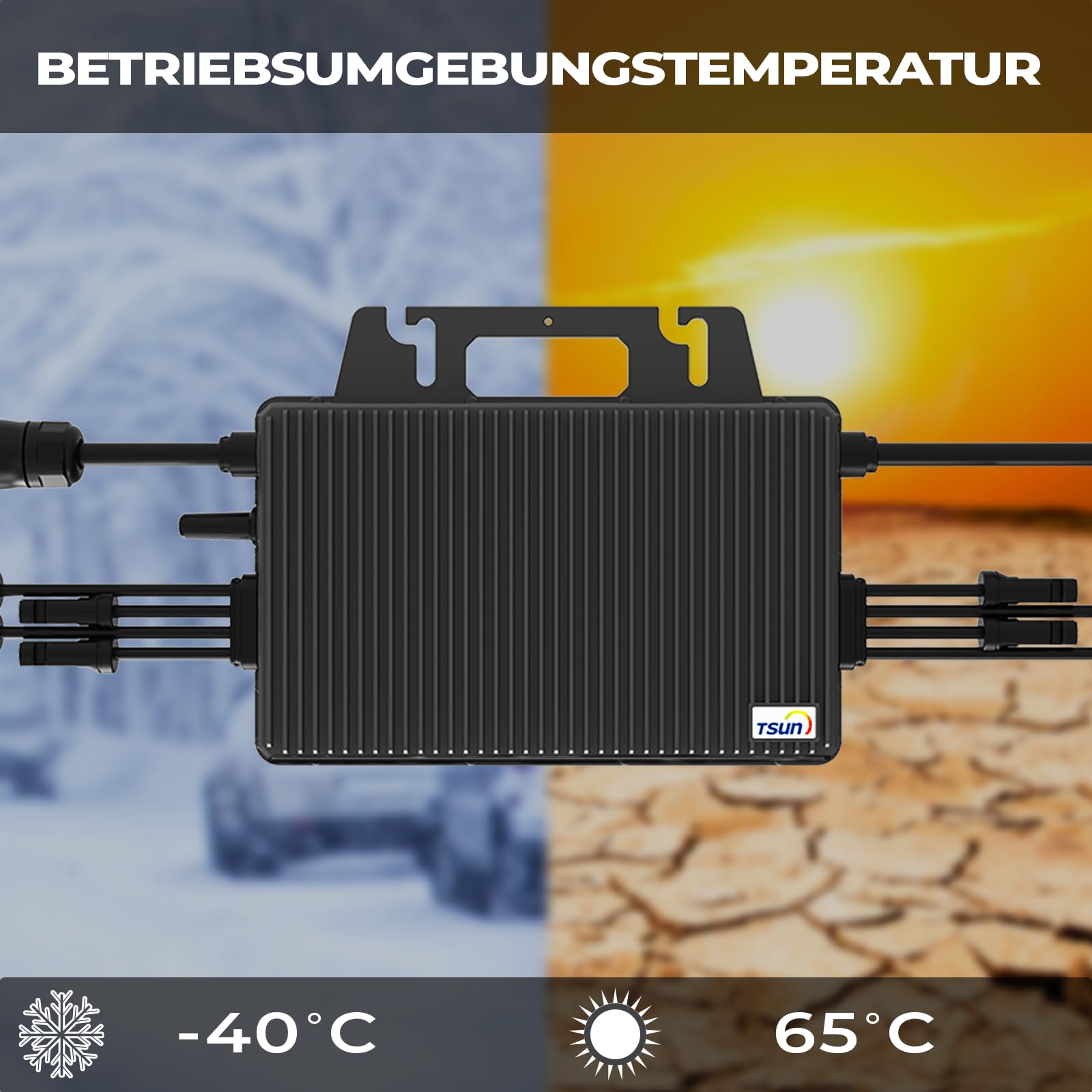 TSUN Mikro-Wechselrichter 2000W TSOL-MS2000 für Balkonkraftwerk, IP67 wetterfest, 4 MPPT, Bluetooth & WiFi, inkl. 5m Anschlusskabel, Micro Inverter