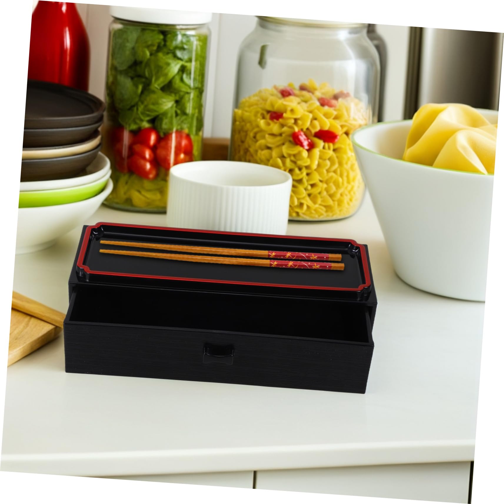 Chopsticks Aufbewahrungsbox Aus Holz Mit Schwarzem Holzmaserung Multifunktionale Besteckbox Für Sauberes Und Organisiertes Besteck Für Küche Und Esstisch