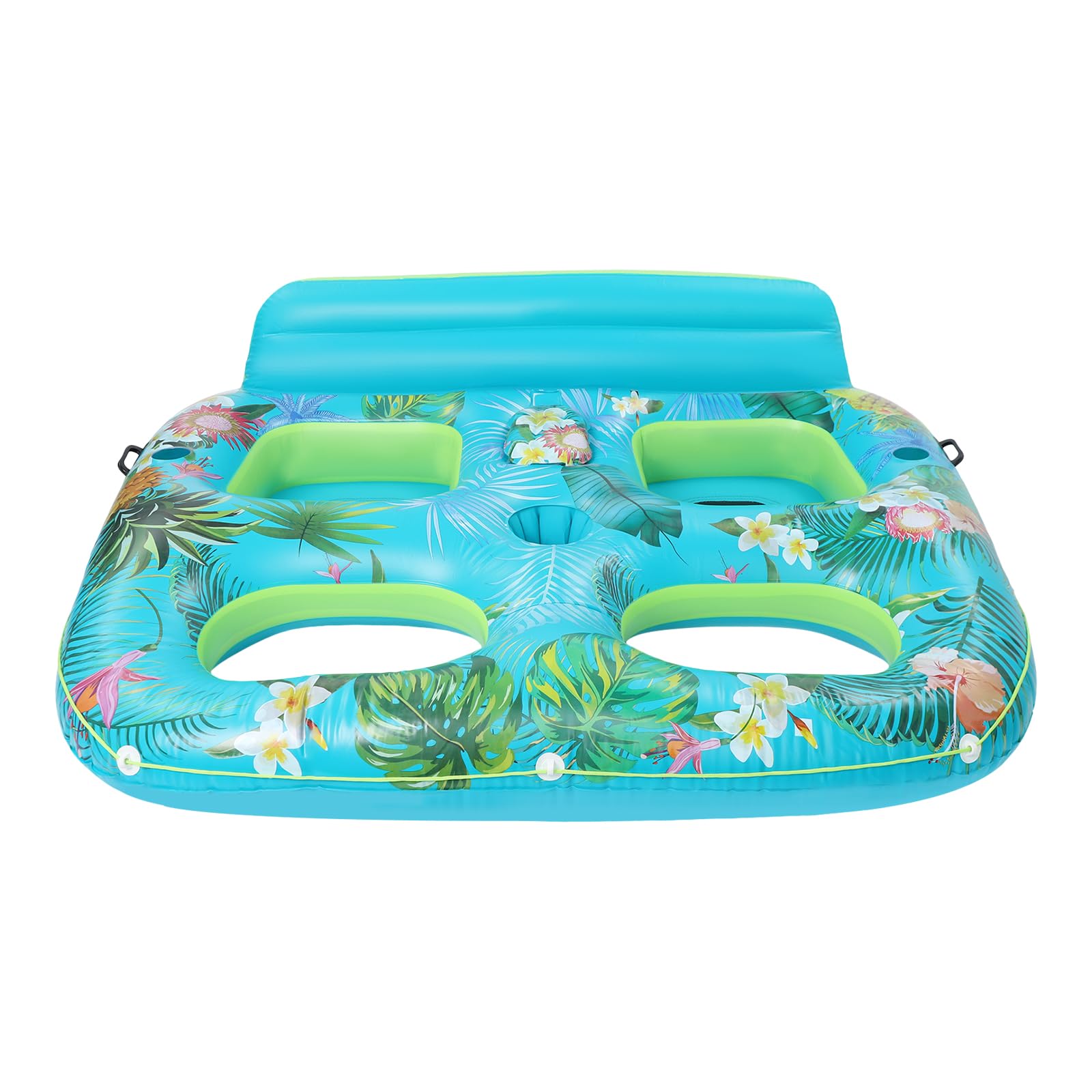 Materassino gonfiabile da 205 x 168 cm, fino a 272 kg, piscina gonfiabile con 2 portabicchieri e frigorifero integrato (mantiene 6+ bottiglie), doppia piscina abbronzante con schienale, fondo in rete
