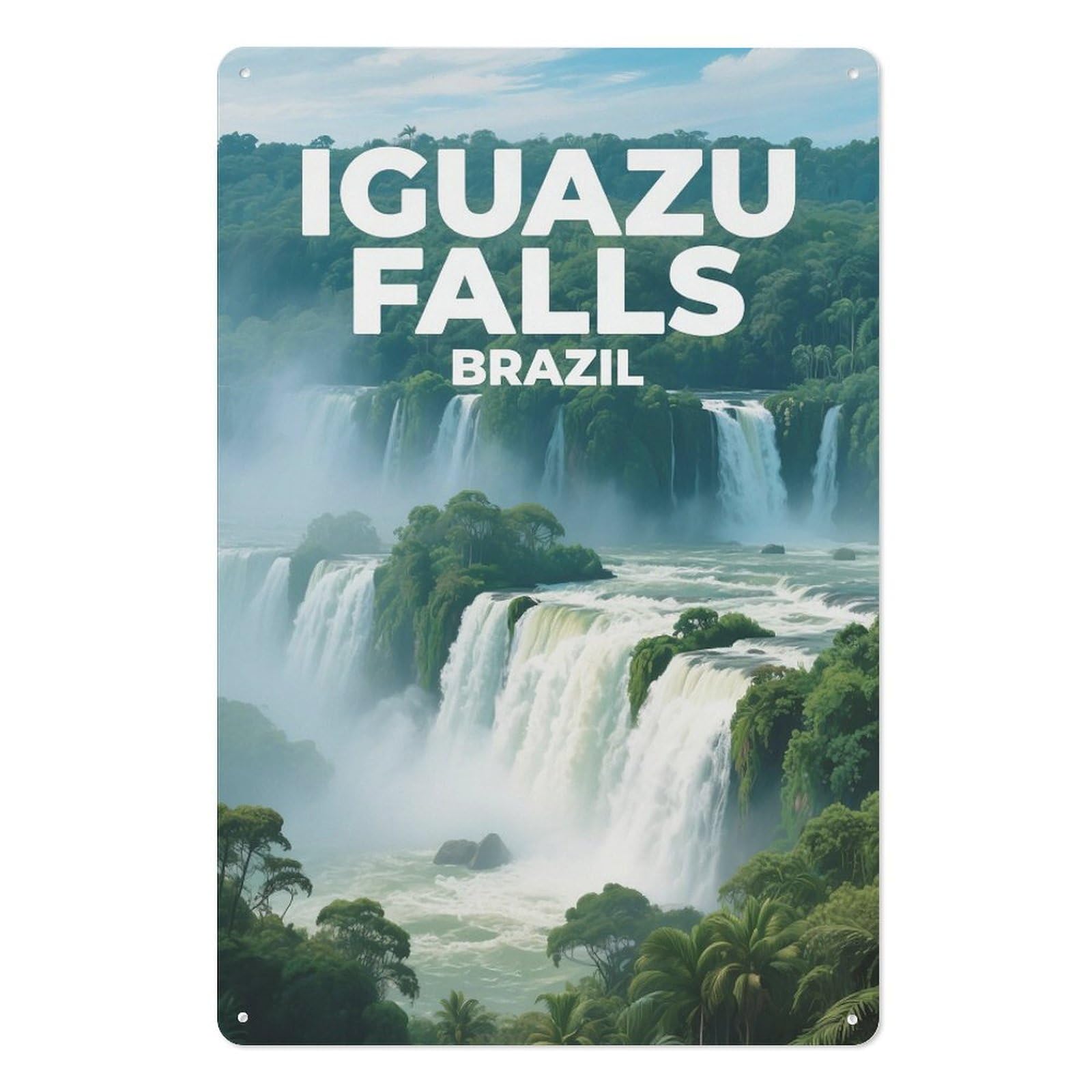 Iguazu Falls Brazil Retro Design Tin Painting Vintage Tin Sign 08x12inch(20x30cm) Wall Art for Home Office Bedroom Living Room Cafes Wall Decor