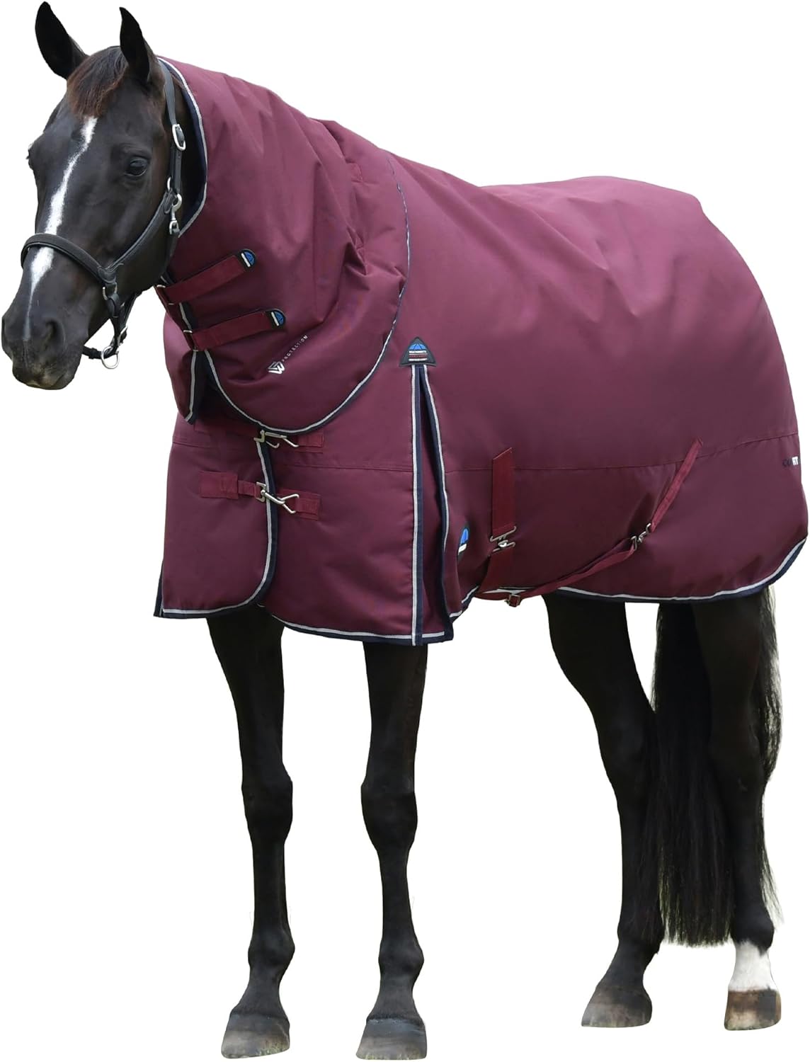 WeatherBeeta ComFiTec Essential Turnout Detach-A-Neck 220G, Burgundy/Navy, 75"