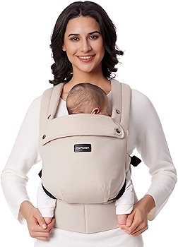 Momcozy 婴儿背带，卡其色，人体工学设计，舒适轻便，解放双手，腰背支撑