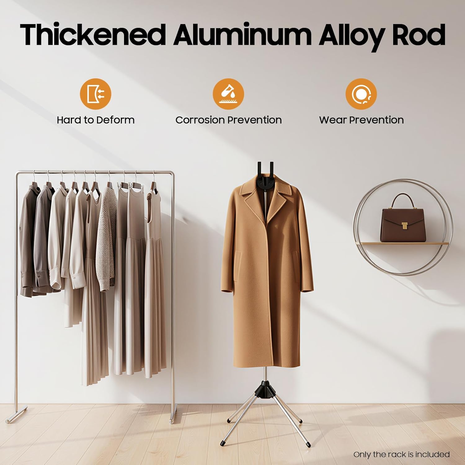 Garment Steamer Stand Rack, Handheld Clothes Steamer Holder with 360° Rotating Hanger, Adjustable Height Pants Hanger with Clips for Home, Hotel, Travel, Aluminum, 18.5 x 18.5 x 63 Inches