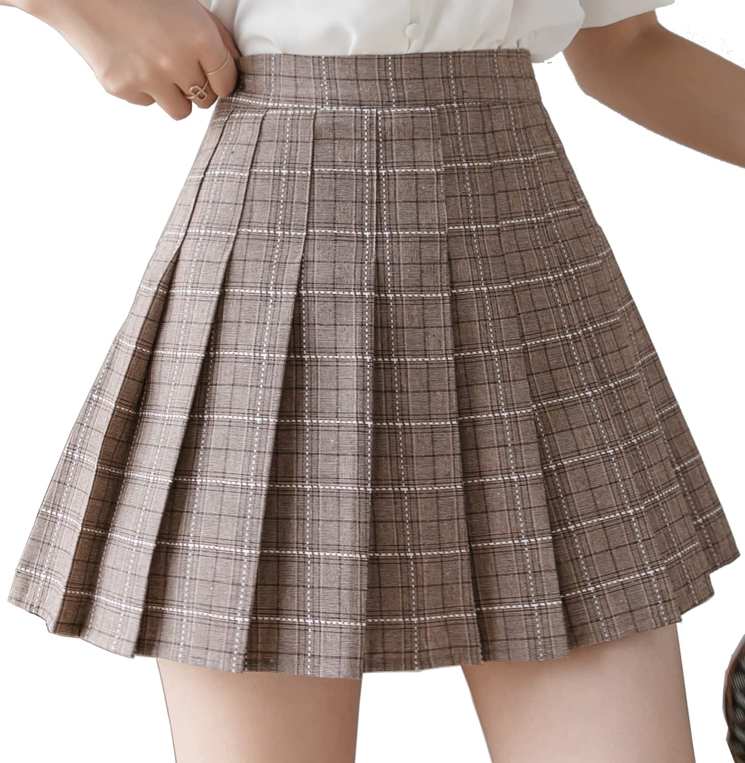 scicentWomen's Girls High Waist Pleated Skater Tennis Skirt School Skirt with Inner Shorts UK 2-12
