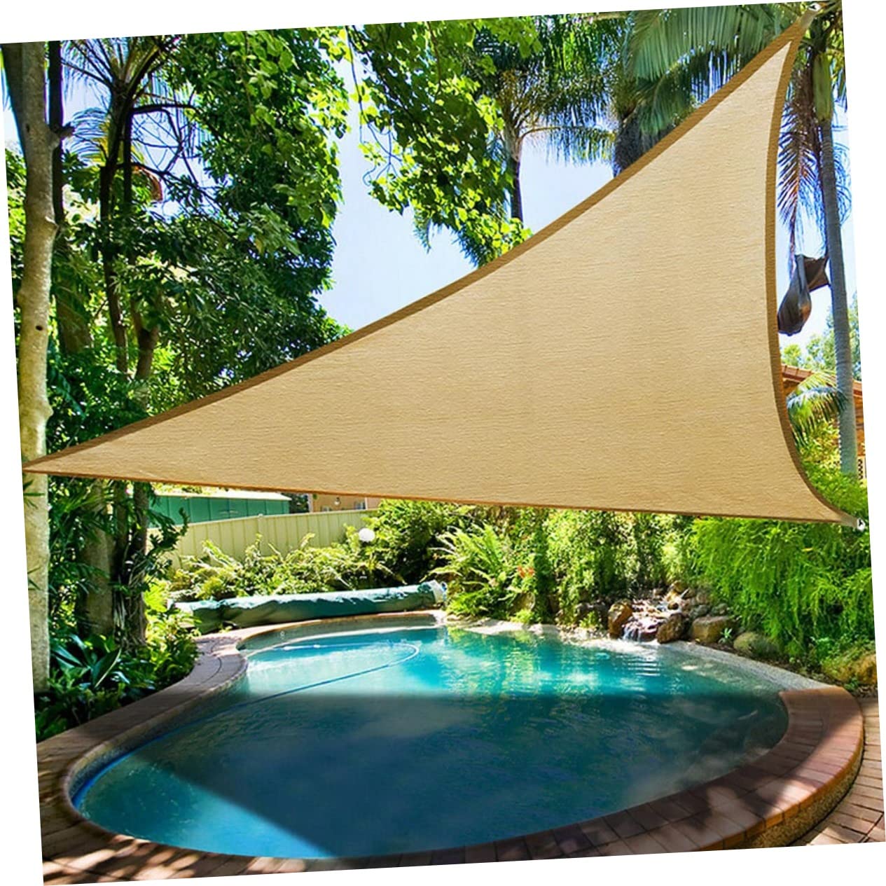 Voile D’ombrage Triangulaire PE Beige Anti-UV pour Jardin et Piscine | Accessoire Piscine Exterieur, Toile Ombrage Triangle, Protection Solaire Voile Ombrage Solaire, Toile Soleil Exterieur