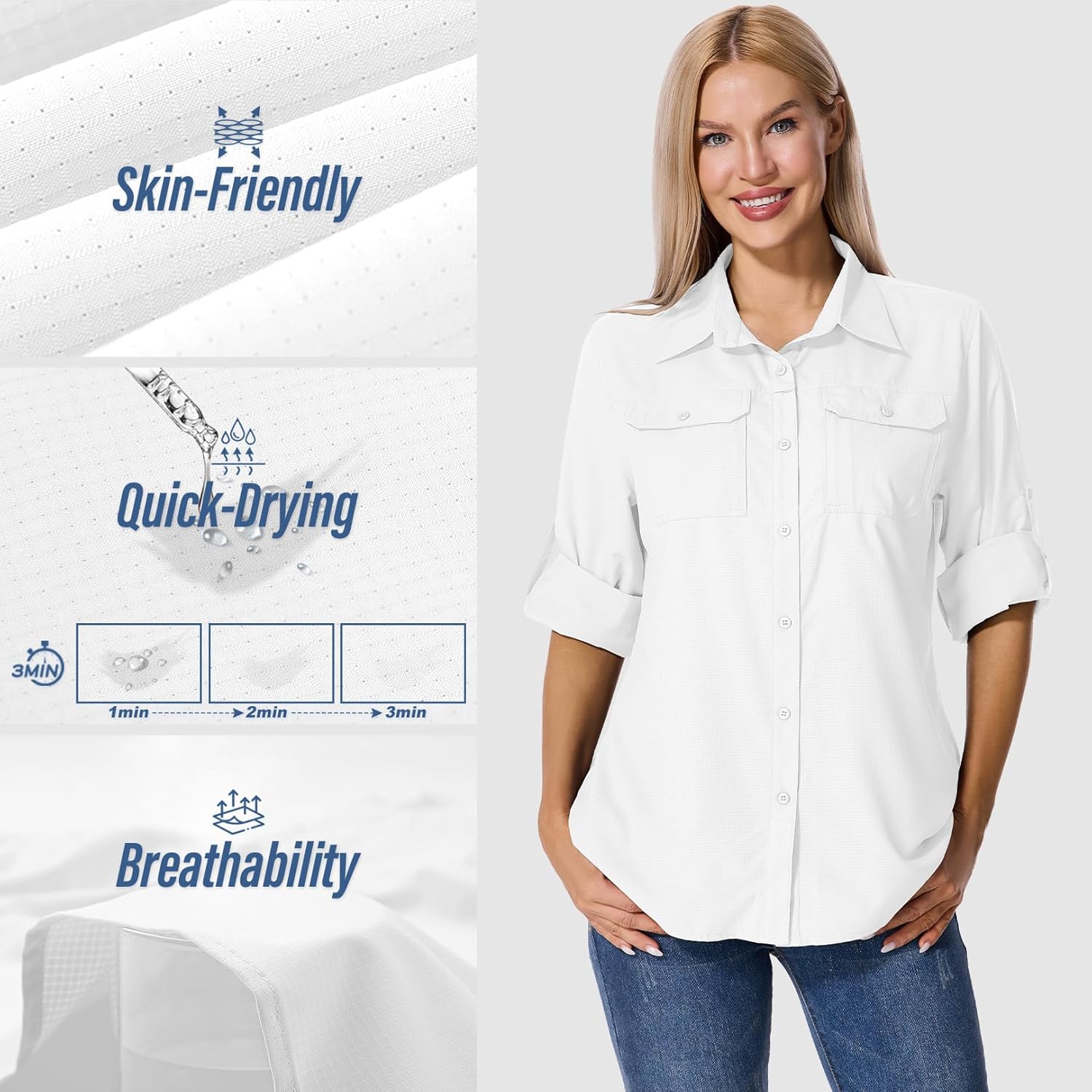 Jessie Kidden Womens UPF 50+ UV Sun Protection Safari Shirts Long Sleeve Outdoor Cool Quick Dry Fishing Hiking Shirts - Image 4