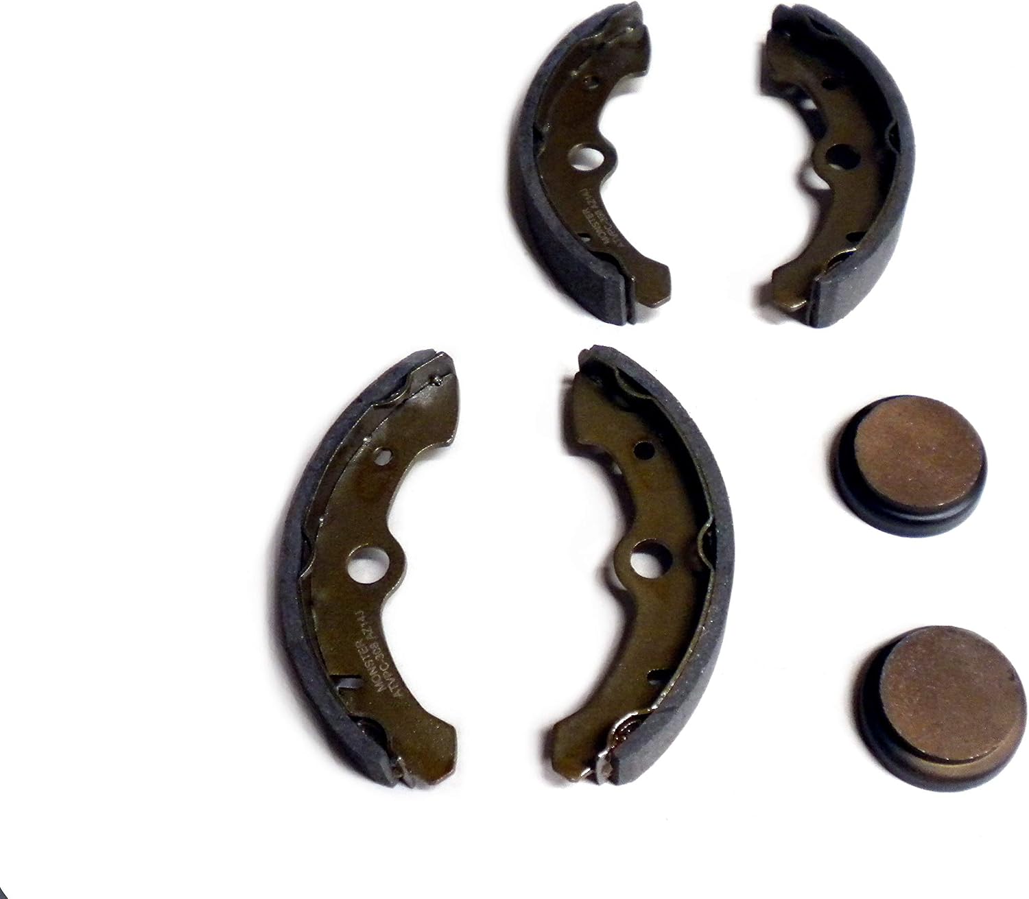 Monster Performance Full Brake Pad Set with Shoes for Yamaha Big Bear 350 4x4 1989-1995 Front & Rear Quiet Braking Low-Dust All-Weather Quality Tested