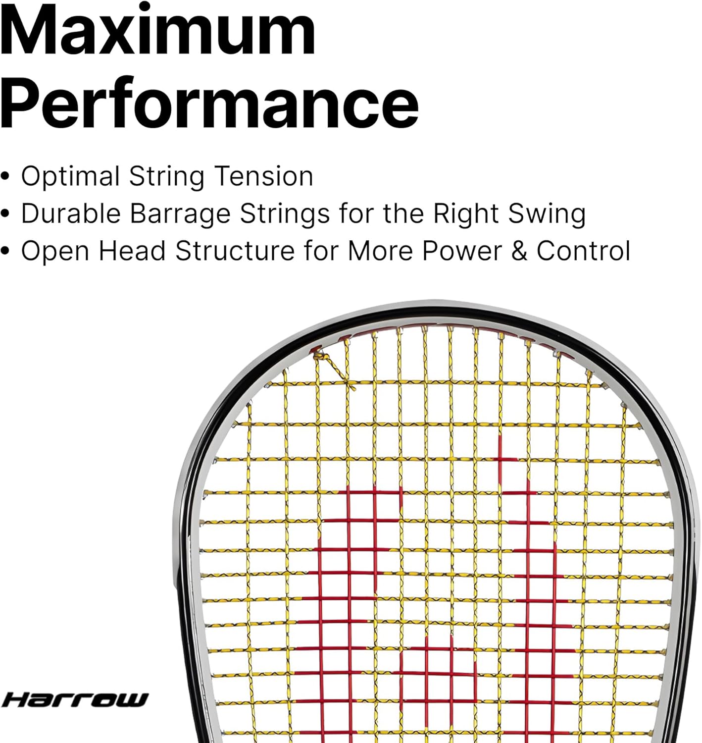 Harrow Sports Storm 145 Squash Racquet for Beginners | Enhanced Power & Precision | Carbon-Graphite Composition | Lightweight at 145 g | Squash Racket in Black and Maroon