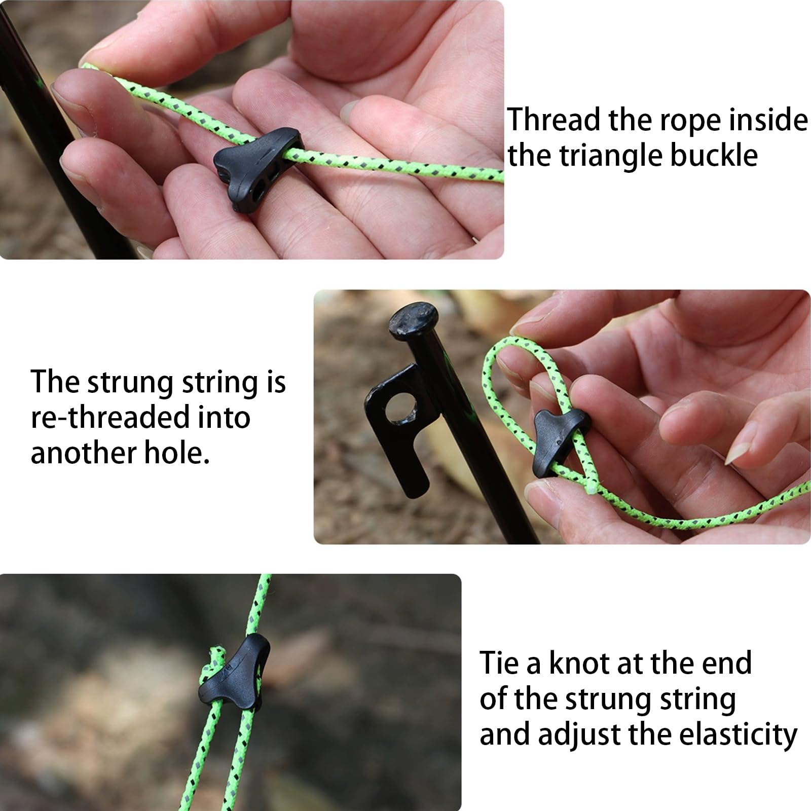 16Pcs Tent Rope Buckle Tensioner,Plastic Rope Tensioner,Wind Rope Buckle,Plastic Cord Adjuster for Outdoor Camping Hiking - Image 3