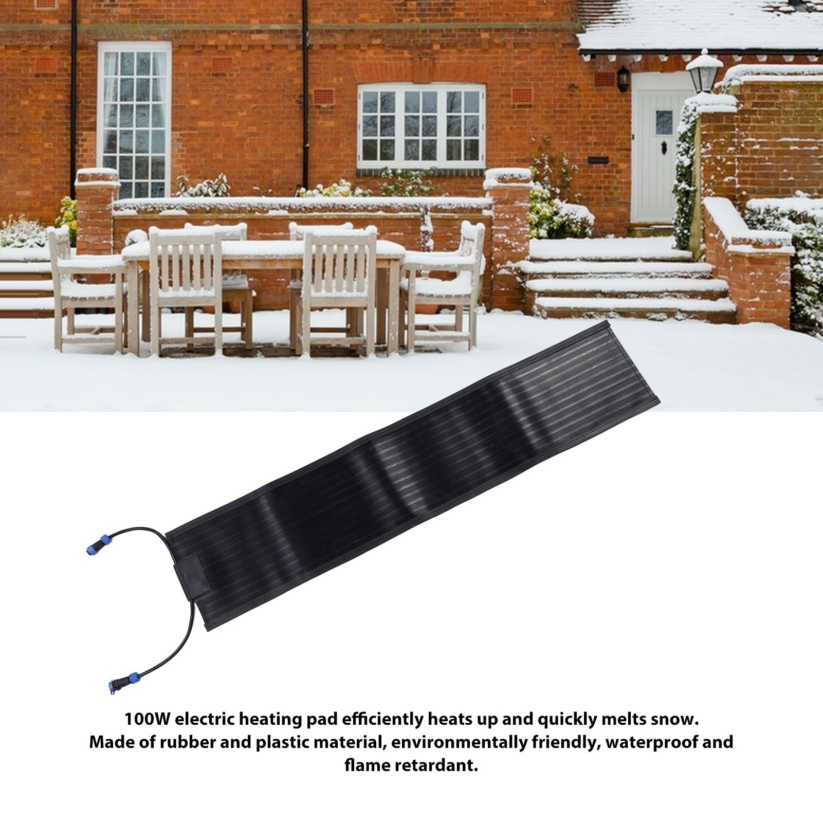 Heated Outdoor Mats, Snow Melting Mat 25x90cm 100W Fast Labor Saving Waterproof Rubber Heated Snow Melting Mats for Stair Sidewalk Courtyards(#1)