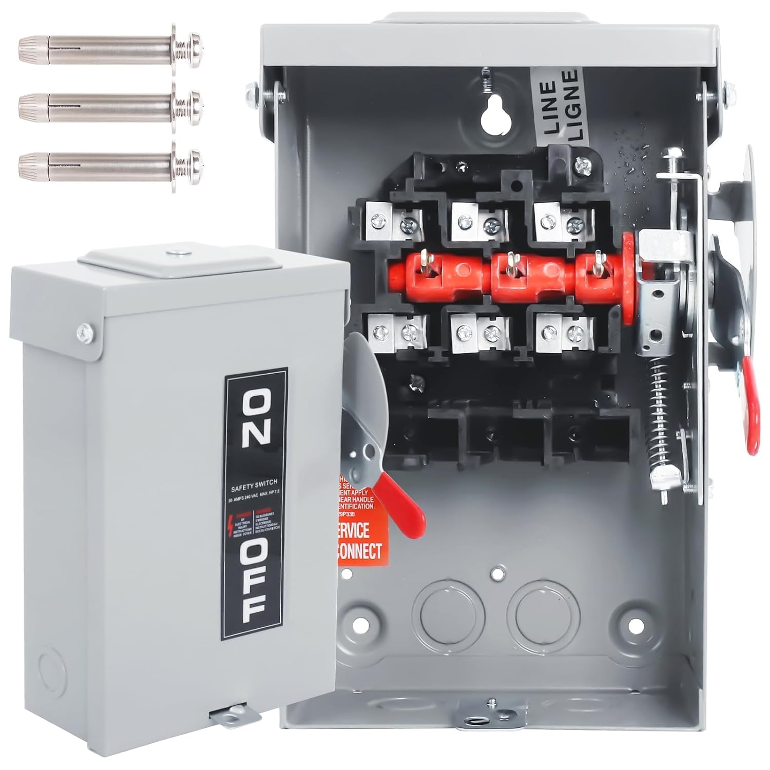 60Amp Disconnect Switch,3 Pole Safety Switch,Indoor&Outdoor,Galvanized Steel，Anti Corrosion and Rust Prevention，Non-Fusible,Meeting NEMA 3R Standards