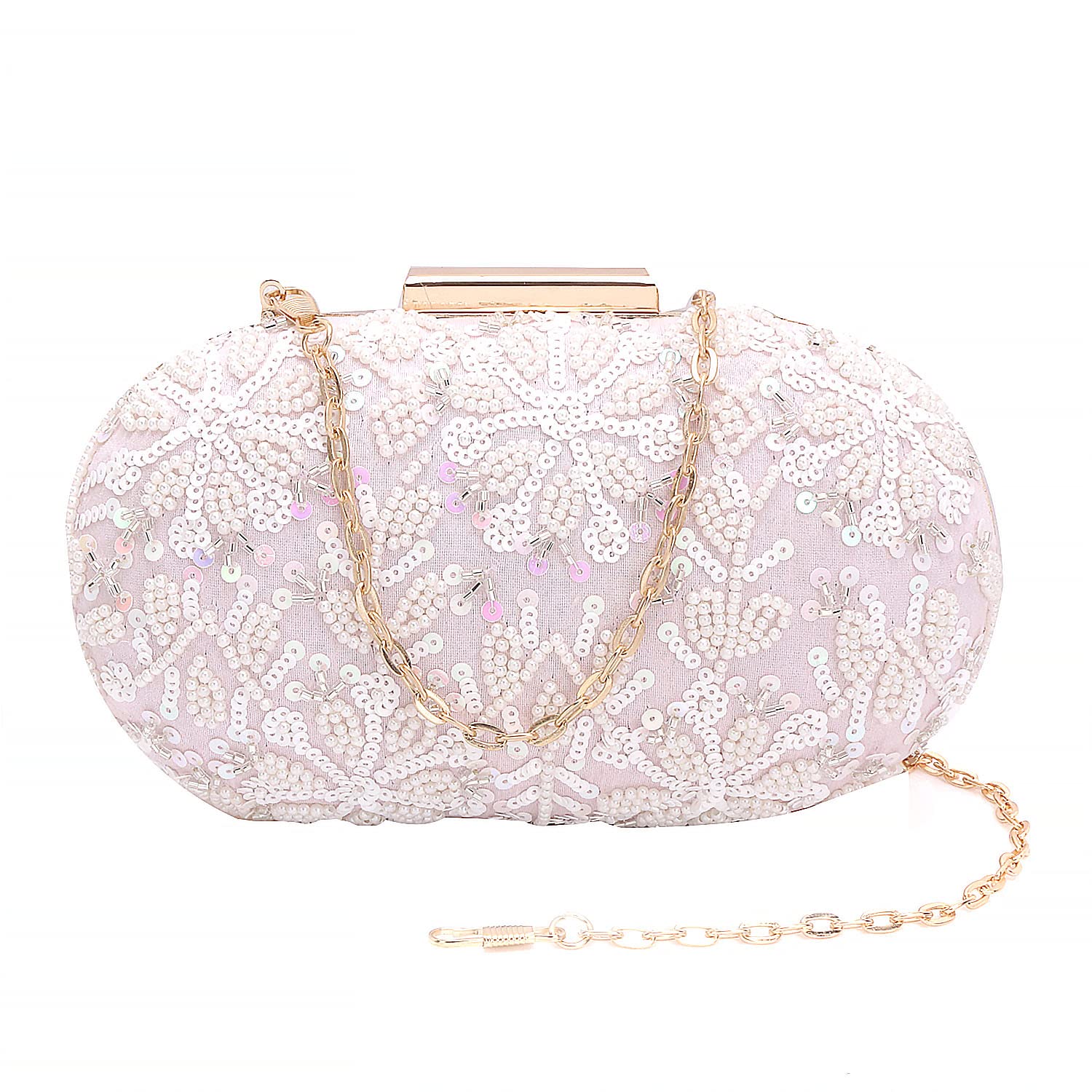 Designer Handmade Printed Embroidered Clutch Bag For Party| Clutch Sling Bag Indian Ethnic Clutch| Handcrafted Stylish Women's Clutch in baby pink-image-7